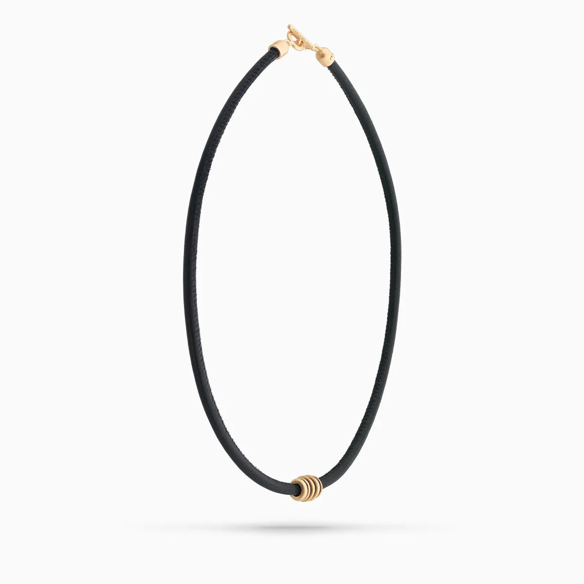 ACIES Matte Vermeil Roller Necklace with Black Enamel and Leather sold by Marco Dal Maso product image thumbnail 3