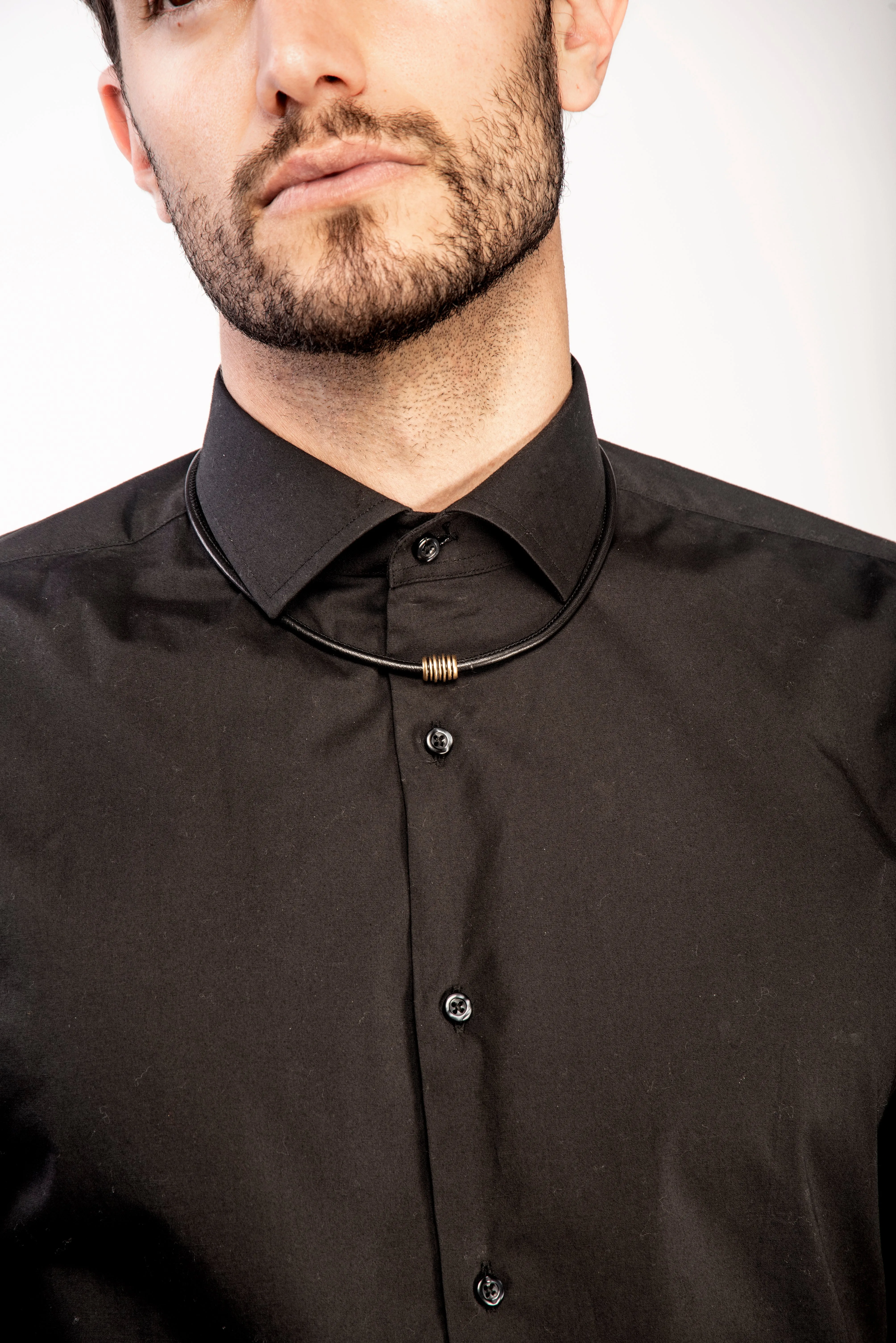 ACIES Matte Vermeil Roller Necklace with Black Enamel and Leather sold by Marco Dal Maso product image thumbnail 2