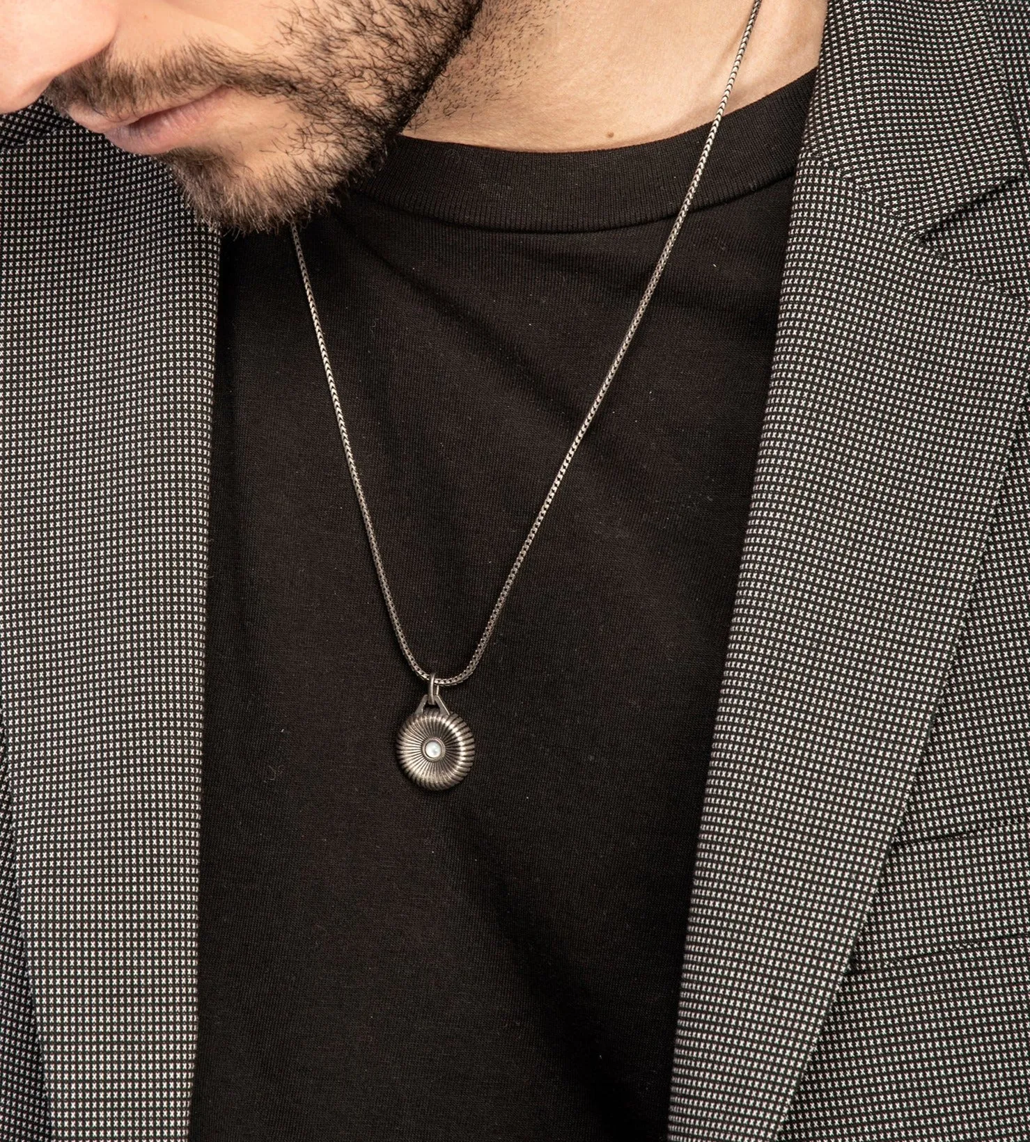 Calyx Mother of Pearl and Oxidized Silver Pendant sold by Marco Dal Maso product image thumbnail 2