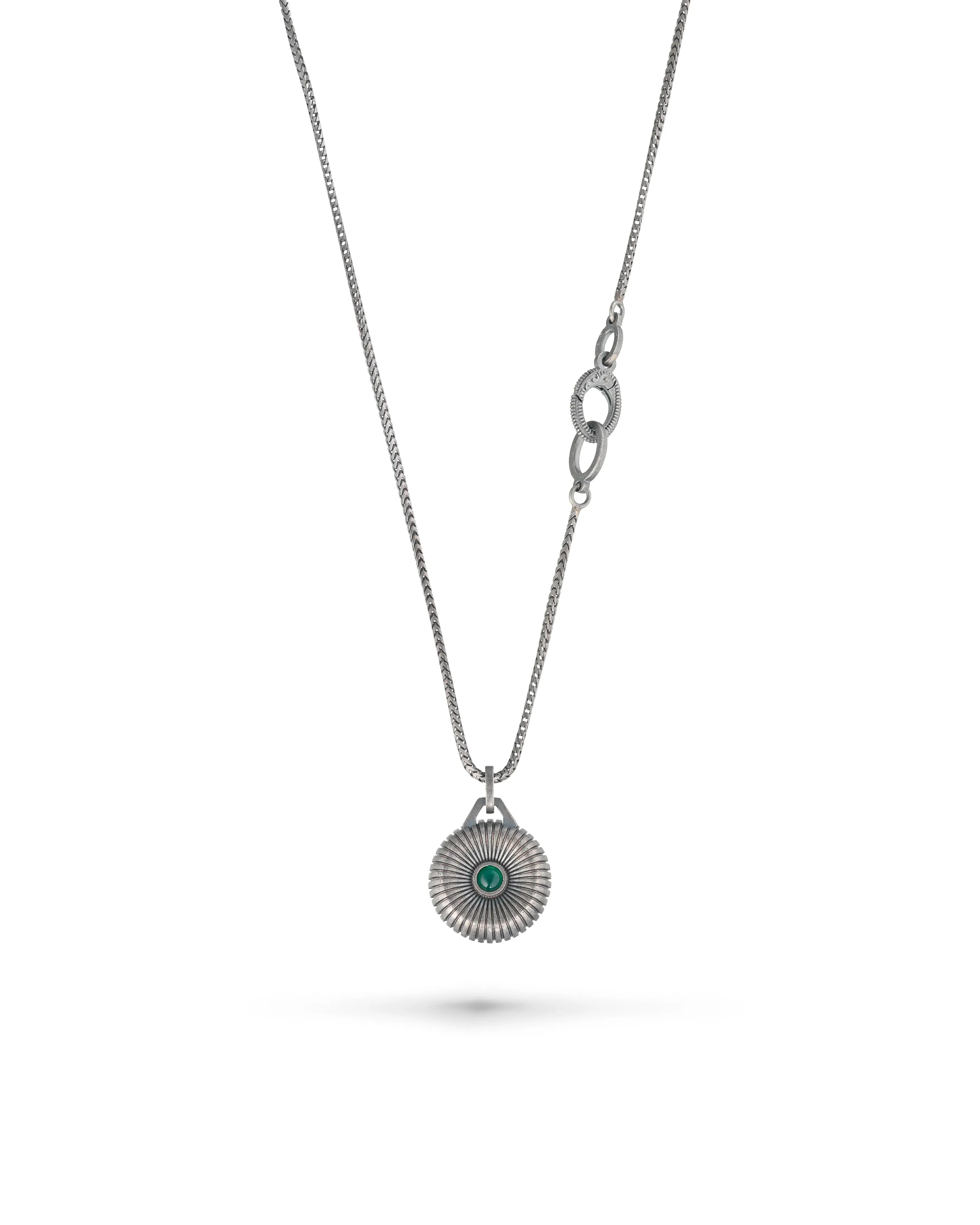 Calyx Green Agate and Oxidized Silver Pendant sold by Marco Dal Maso