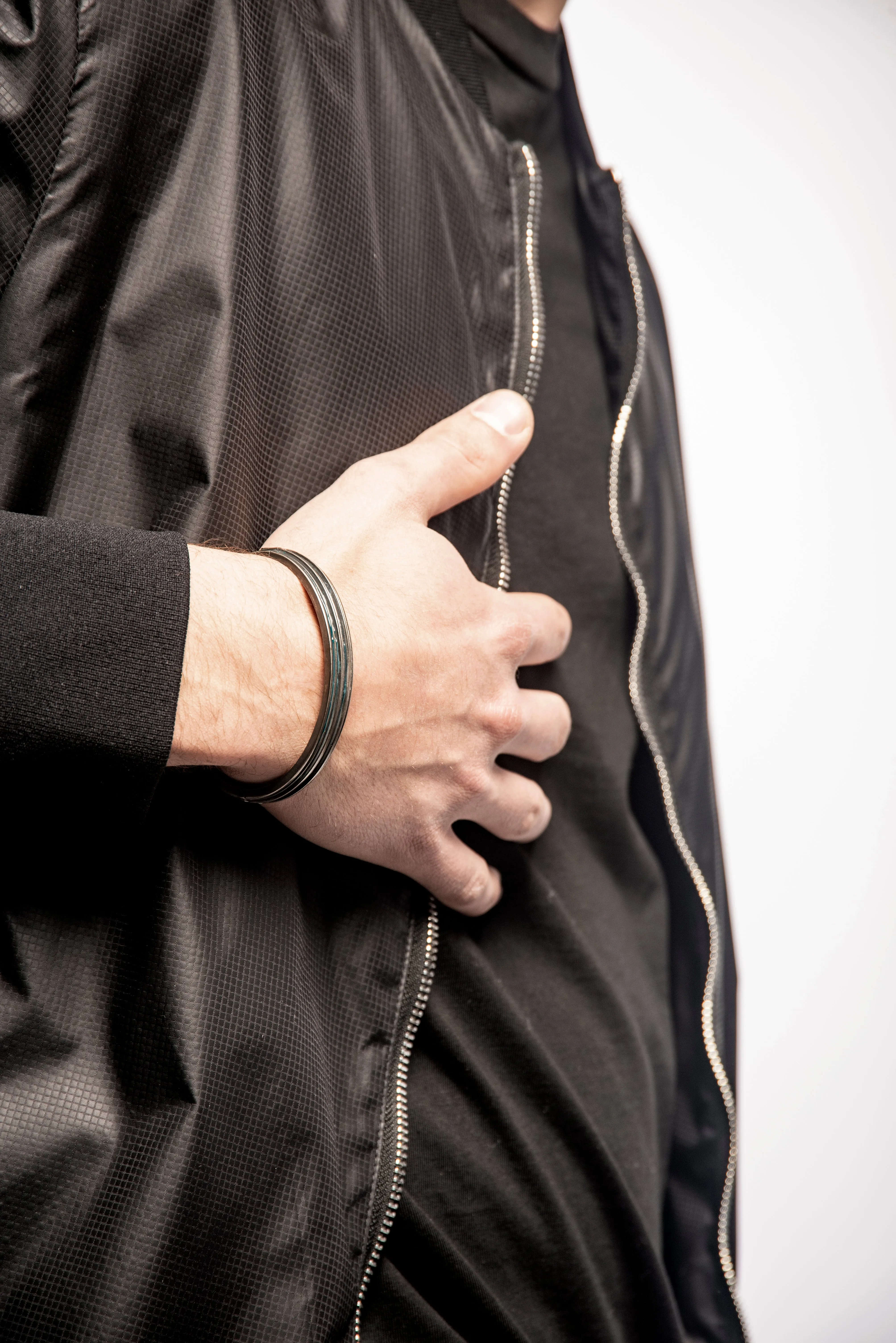 ACIES Oxidized Silver Cuff with Green Enamel sold by Marco Dal Maso product image thumbnail 2