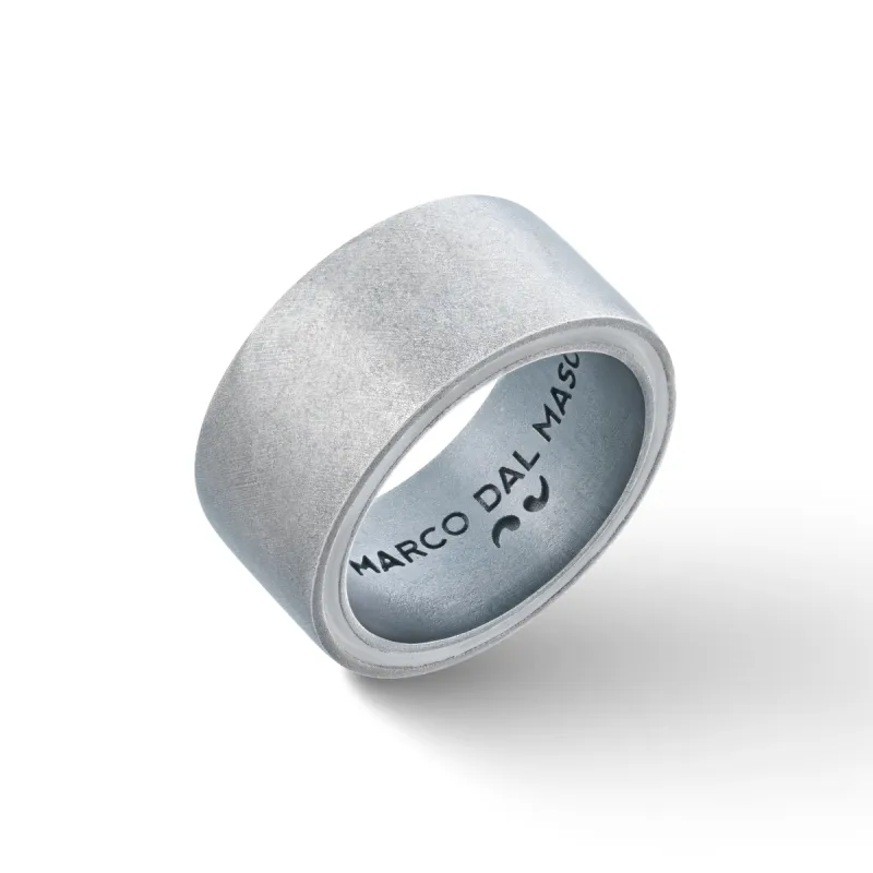 ELAN Oxidized Silver Band with ivory enamel sold by Marco Dal Maso