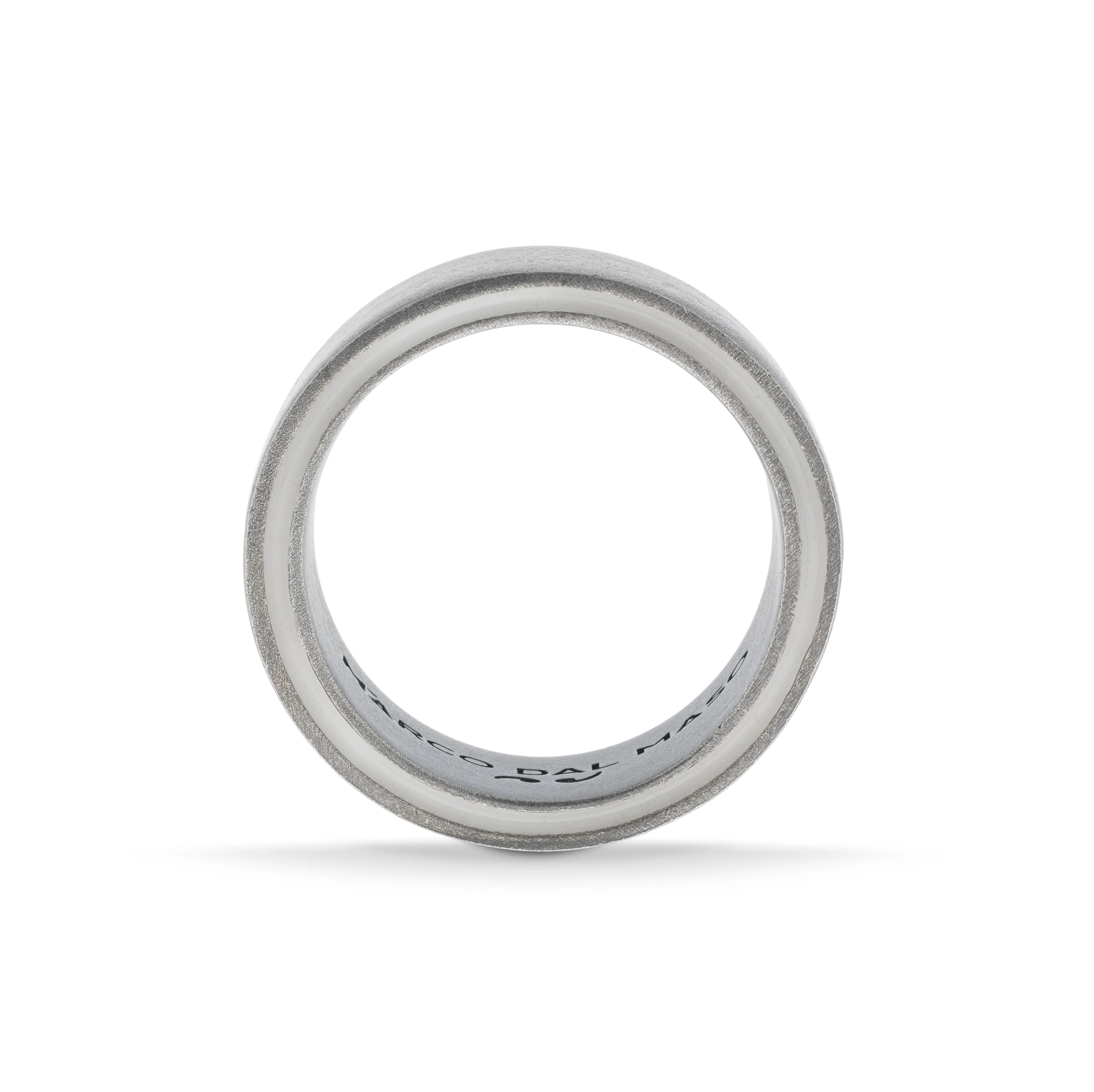 ELAN Oxidized Silver Band with ivory enamel sold by Marco Dal Maso product image thumbnail 3