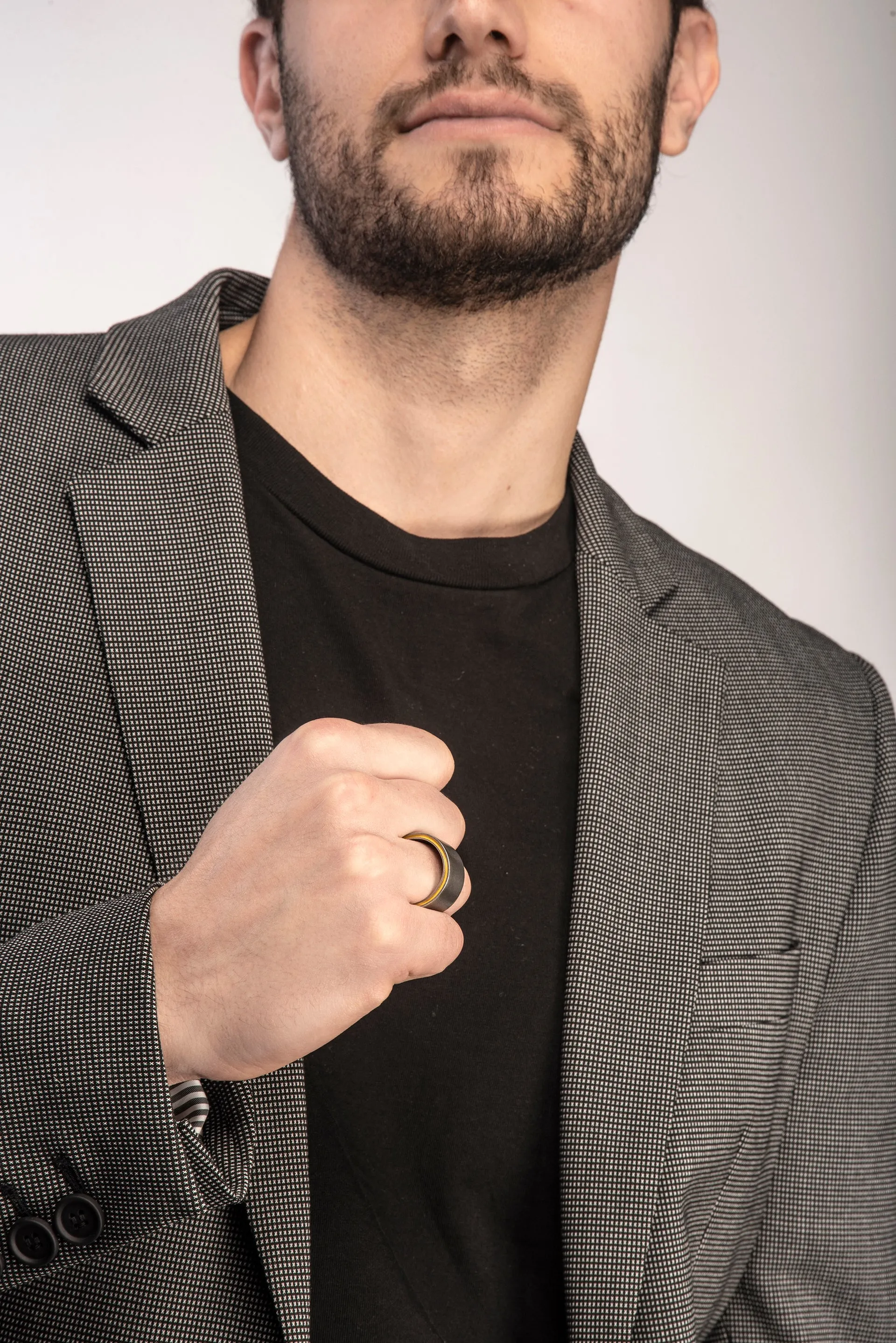 ELAN Oxidized Silver Band with yellow enamel sold by Marco Dal Maso product image thumbnail 2