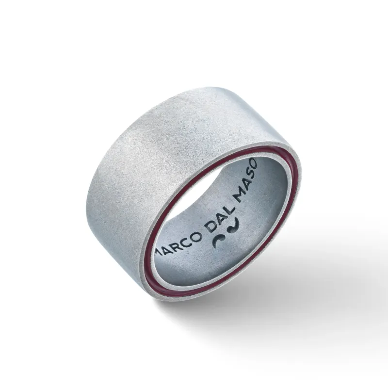 ELAN Oxidized Silver Band with Red Enamel sold by Marco Dal Maso