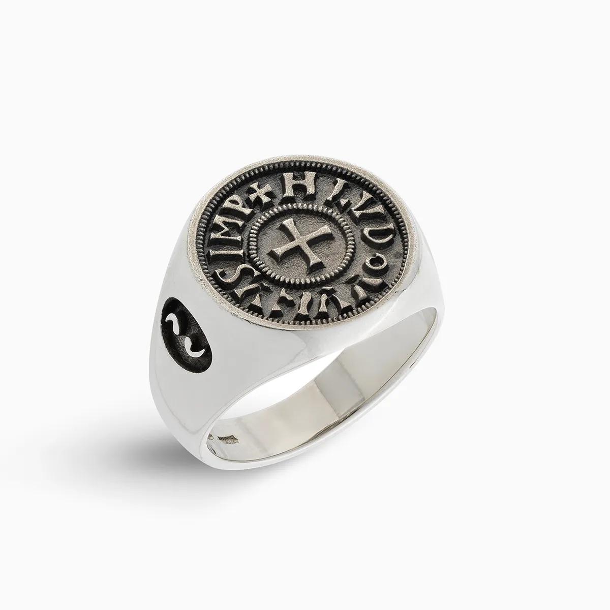 MONETA Oxidized and Polished Silver Sovereign Ring sold by Marco Dal Maso