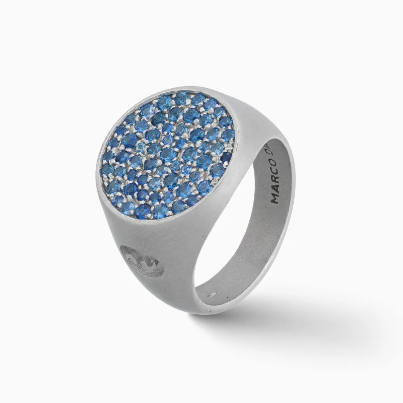 MONETA Blue Sapphires Matte Signet Ring sold by Marco Dal Maso