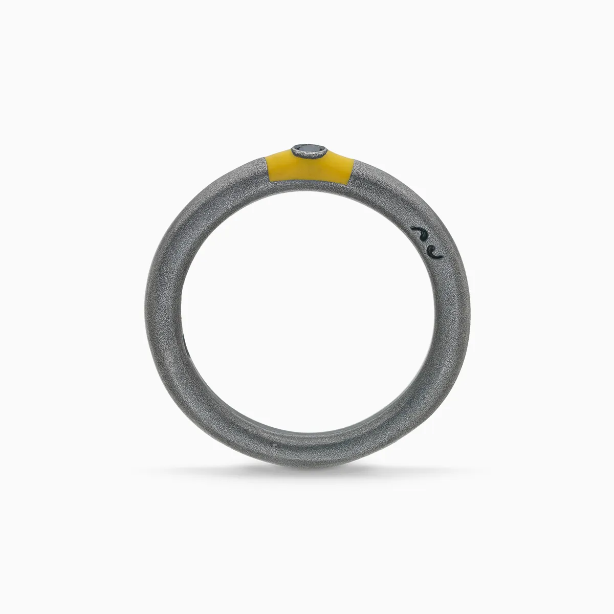 ULYSSES Slick Oxidized Ring with Black Diamond & Yellow Enamel sold by Marco Dal Maso product image thumbnail 2