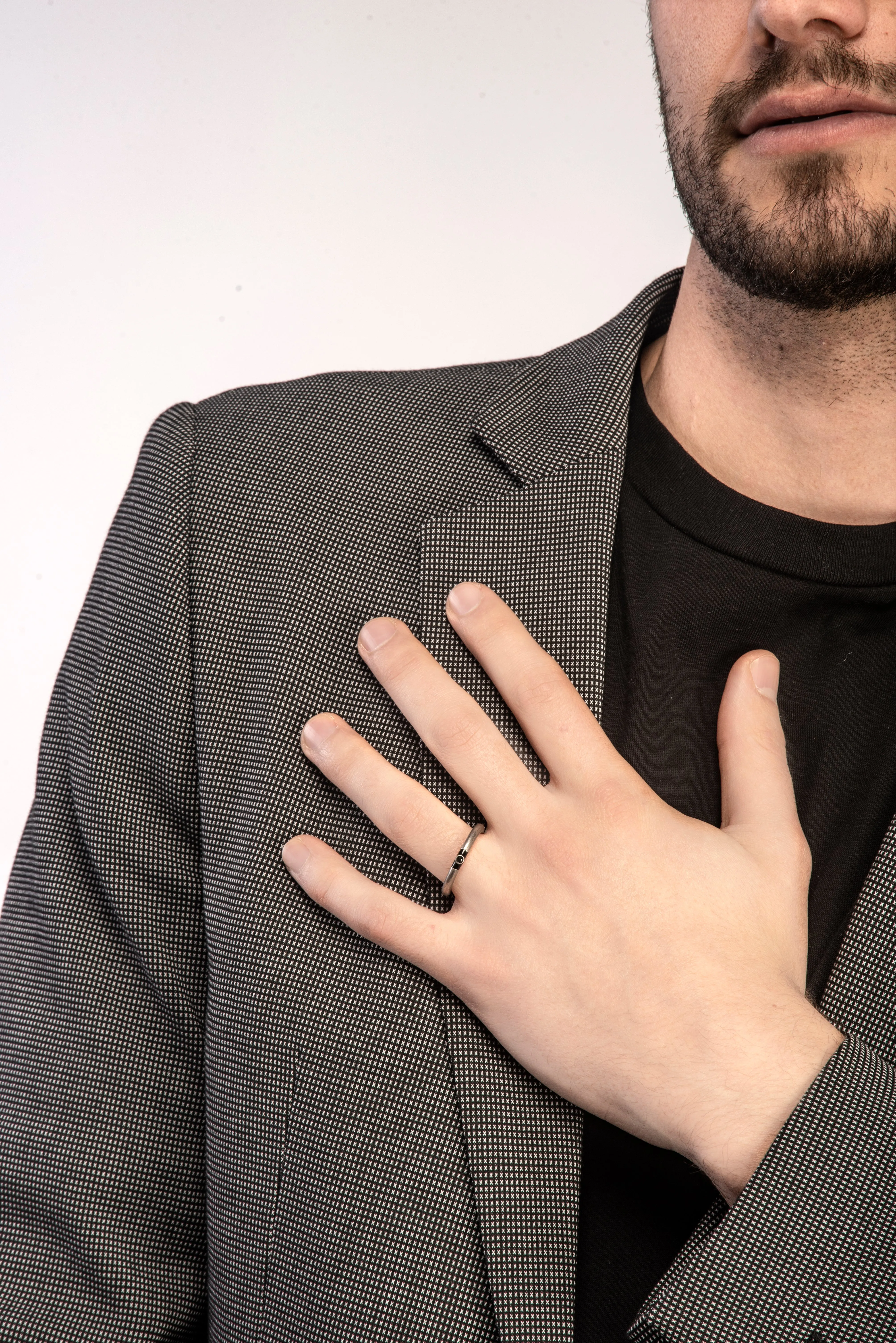 ULYSSES Slick Oxidized Ring with Black Diamond & Black Enamel sold by Marco Dal Maso product image thumbnail 2