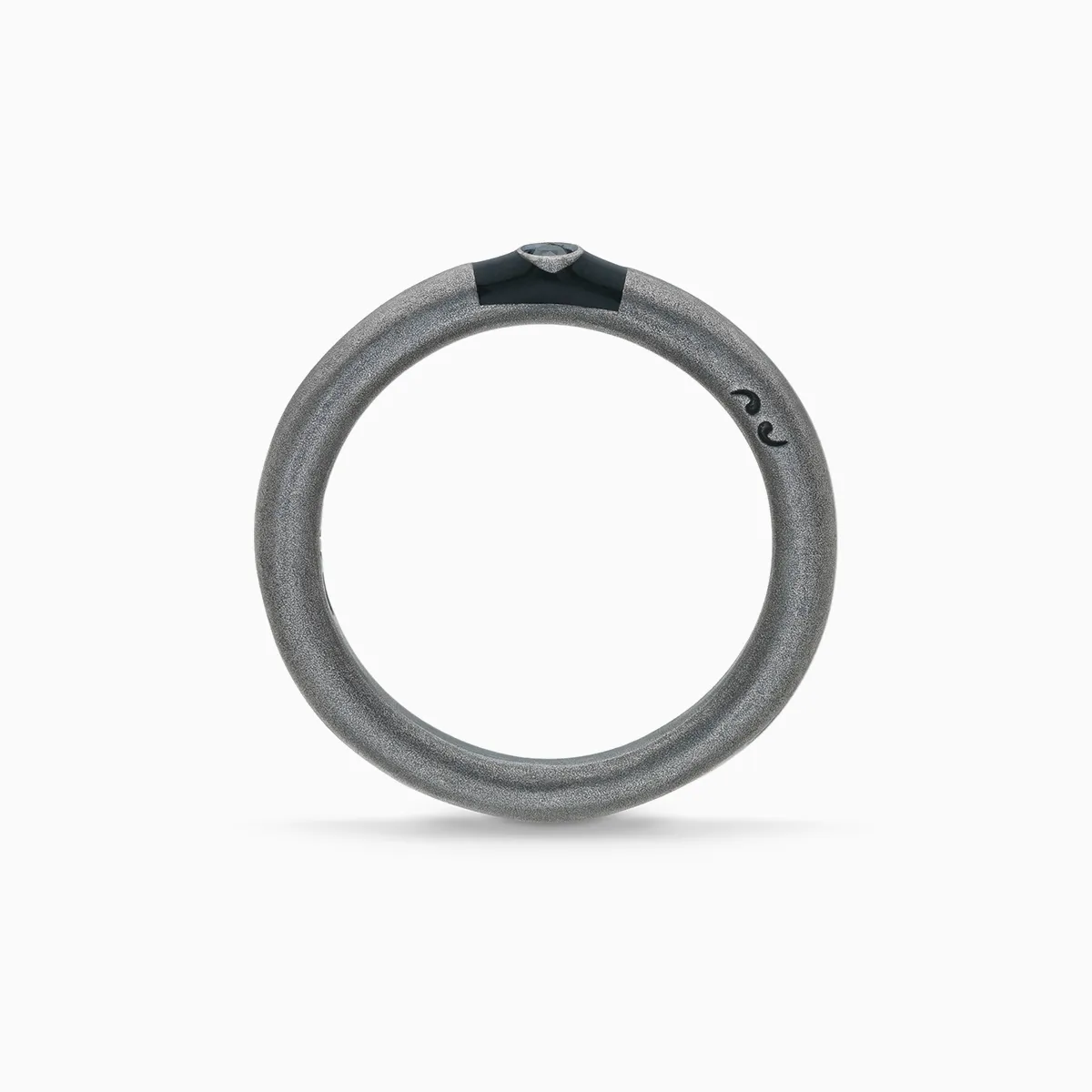 ULYSSES Slick Oxidized Ring with Black Diamond & Black Enamel sold by Marco Dal Maso product image thumbnail 3