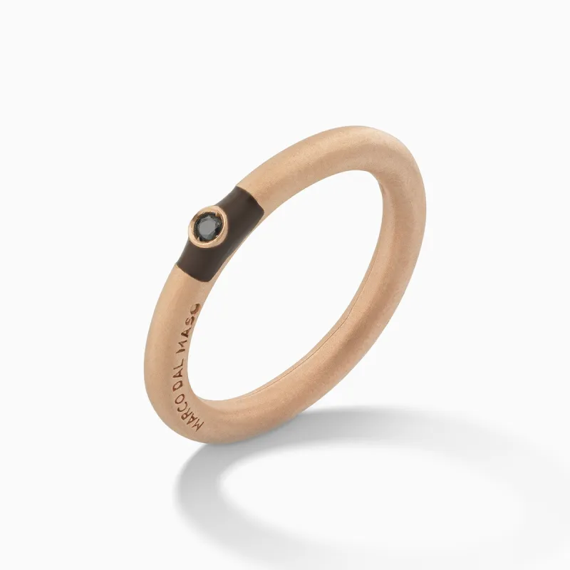 ULYSSES Slick 18K Matte Rose Gold Vermeil Ring Black Diamond & Brown Enamel sold by Marco Dal Maso