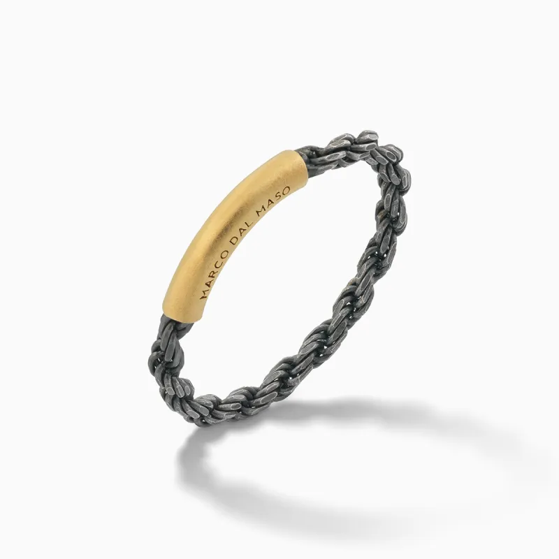 ULYSSES Cord 18K Matte Yellow Gold Vermeil And Oxidized Ring sold by Marco Dal Maso