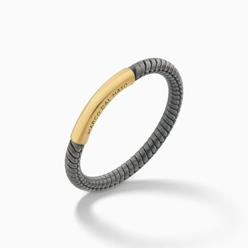 ULYSSES Classy 18K Polished Yellow Gold Vermeil And Oxidized Ring sold by Marco Dal Maso