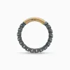 ULYSSES Carved Tubular 18K Yellow Gold Vermeil and Oxidized Ring sold by Marco Dal Maso