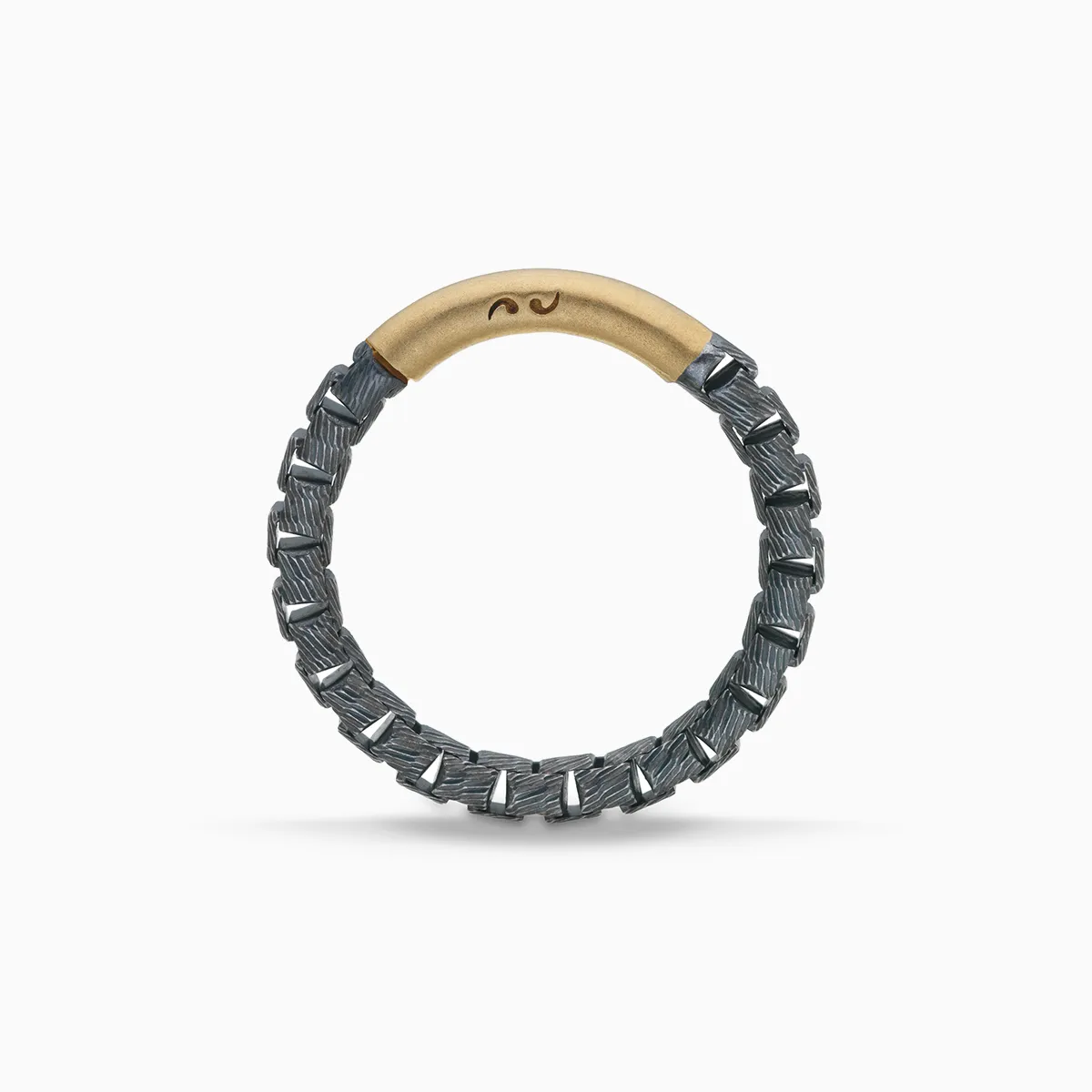 ULYSSES Carved Tubular 18K Yellow Gold Vermeil and Oxidized Ring sold by Marco Dal Maso product image thumbnail 2