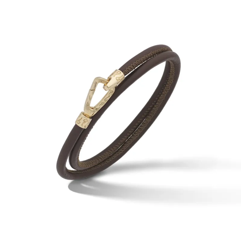 LASH 18K Yellow Gold Vermeil Double Leather Cord Bracelet sold by Marco Dal Maso