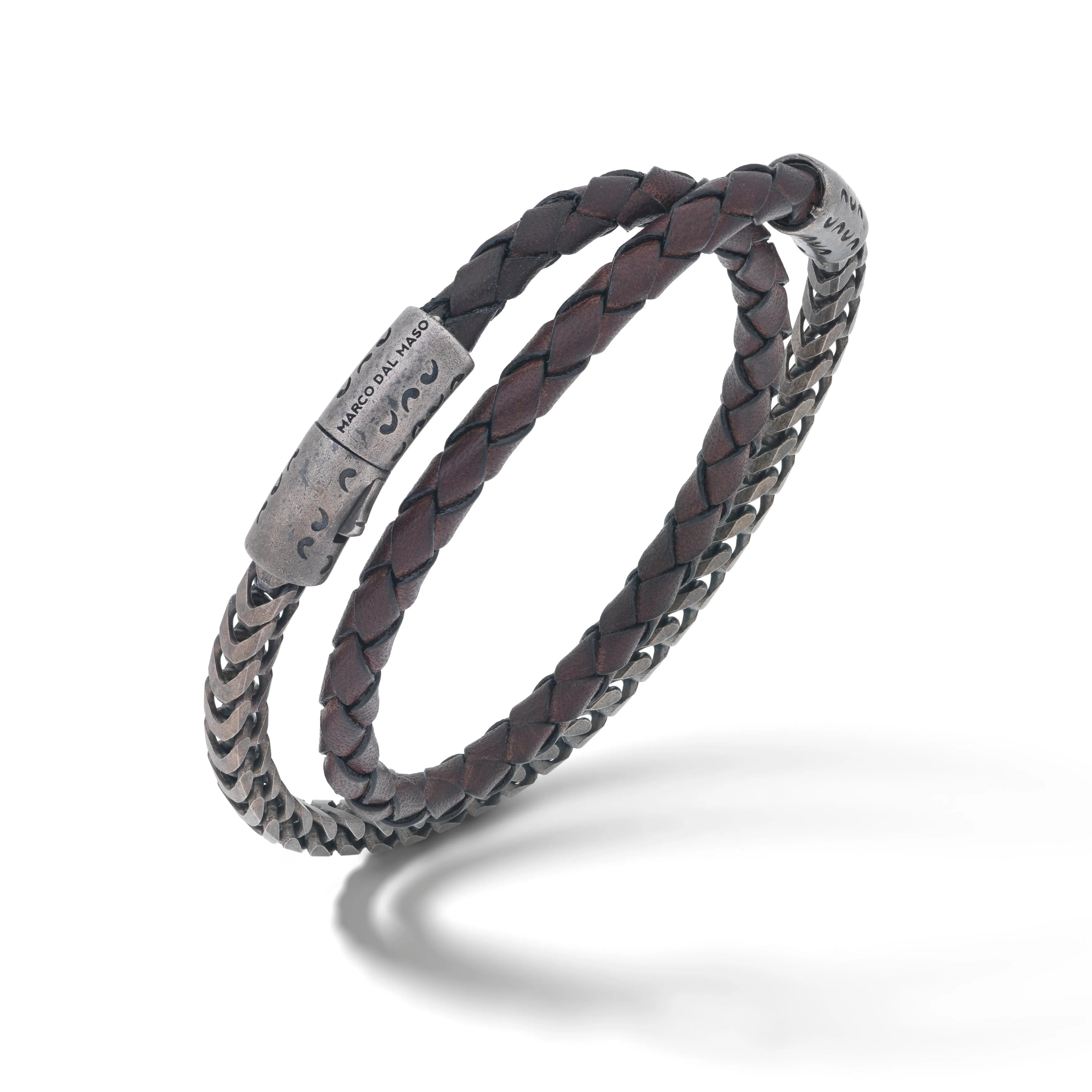 Lash Double Wrap Thick Chain and Leather Bracelet sold by Marco Dal Maso