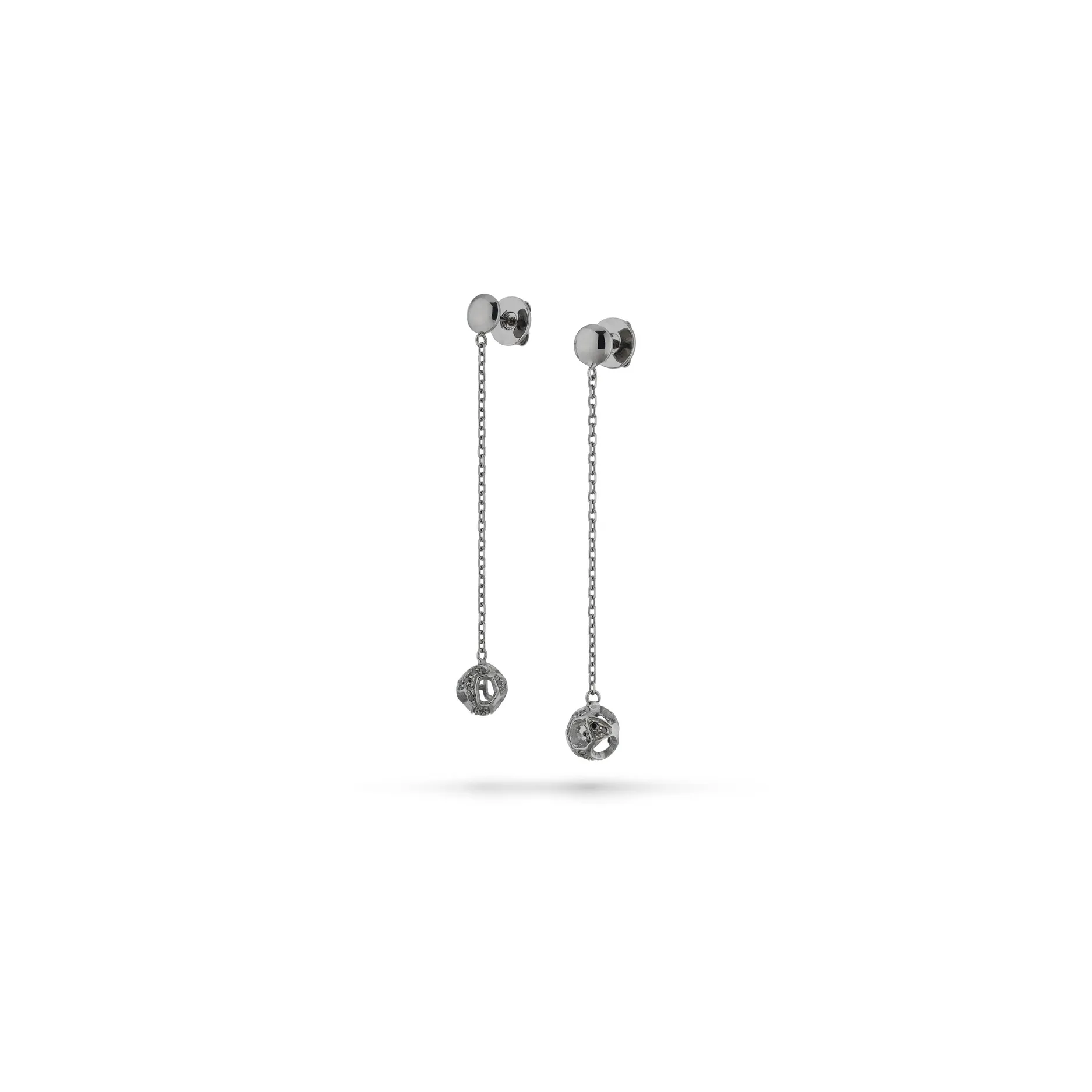 Explosion of Joy Hanging Petite Earrings with Black Diamonds sold by Marco Dal Maso