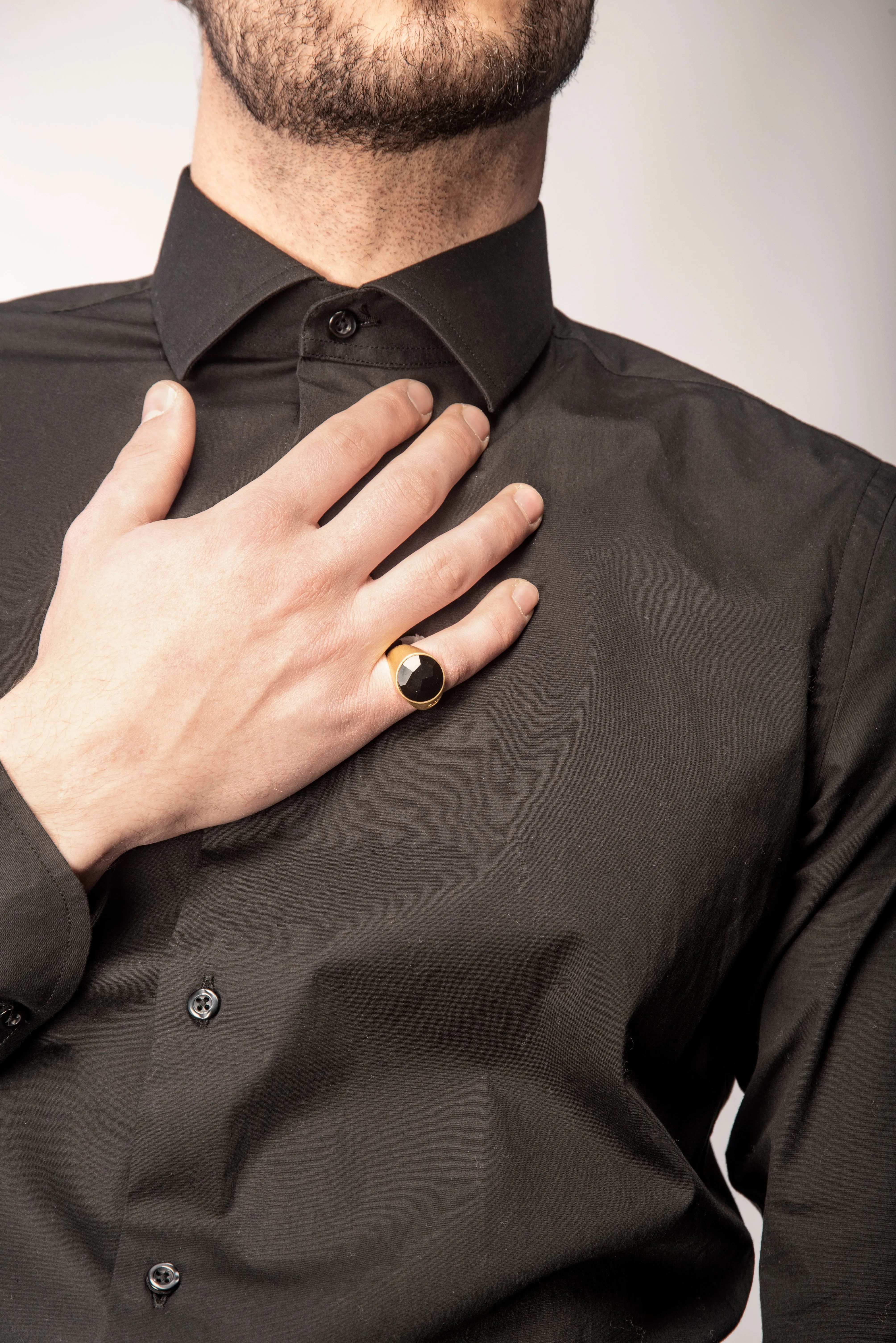 MONETA 18K Yellow Gold Matte Vermeil & Onyx Signet Ring sold by Marco Dal Maso product image thumbnail 2