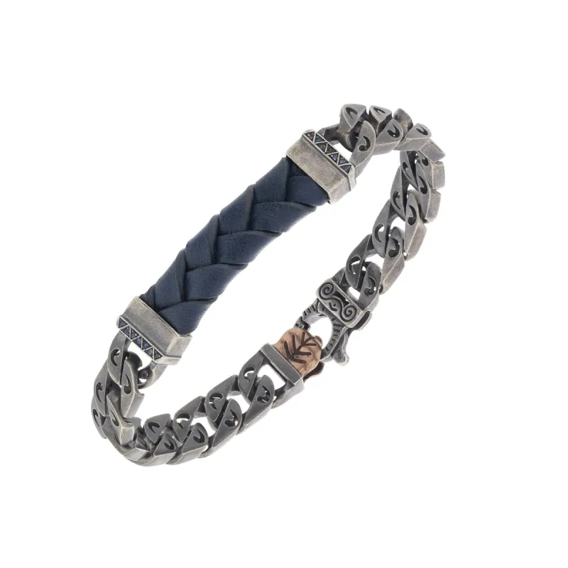 FLAMING TONGUE Leather Link Bracelet with Sapphires sold by Marco Dal Maso