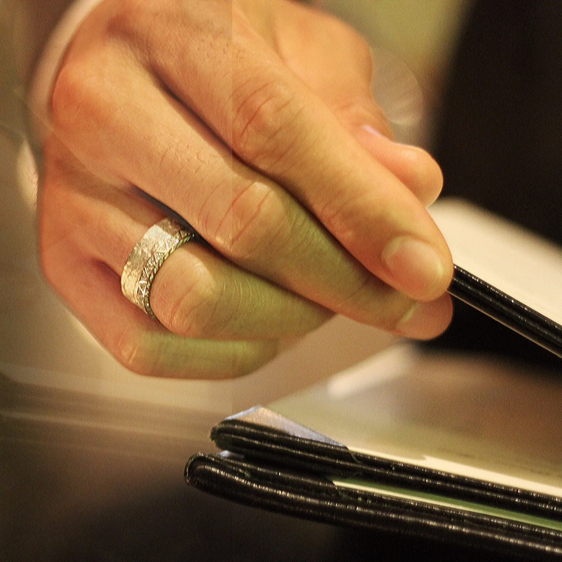 18kt Textured Gold Manawa Ring with Champagne Diamonds sold by Marco Dal Maso product image thumbnail 2