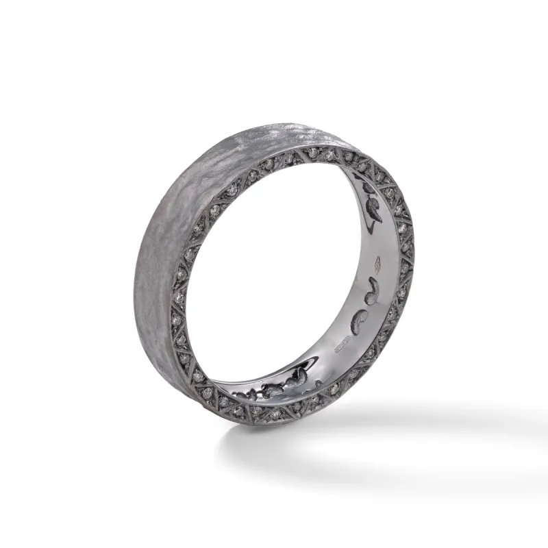 18kt Textured Gold Manawa Ring with Champagne Diamonds sold by Marco Dal Maso