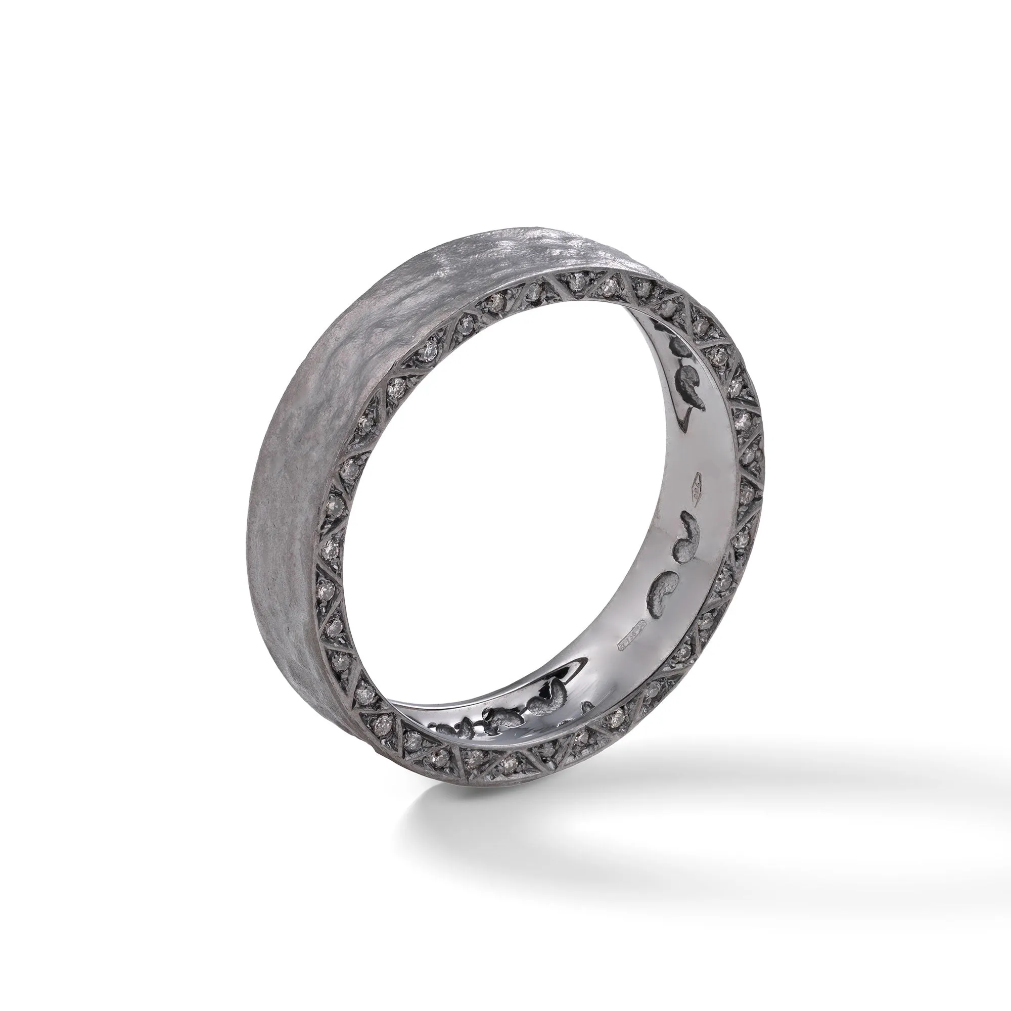 18kt Textured Gold Manawa Ring with Champagne Diamonds sold by Marco Dal Maso