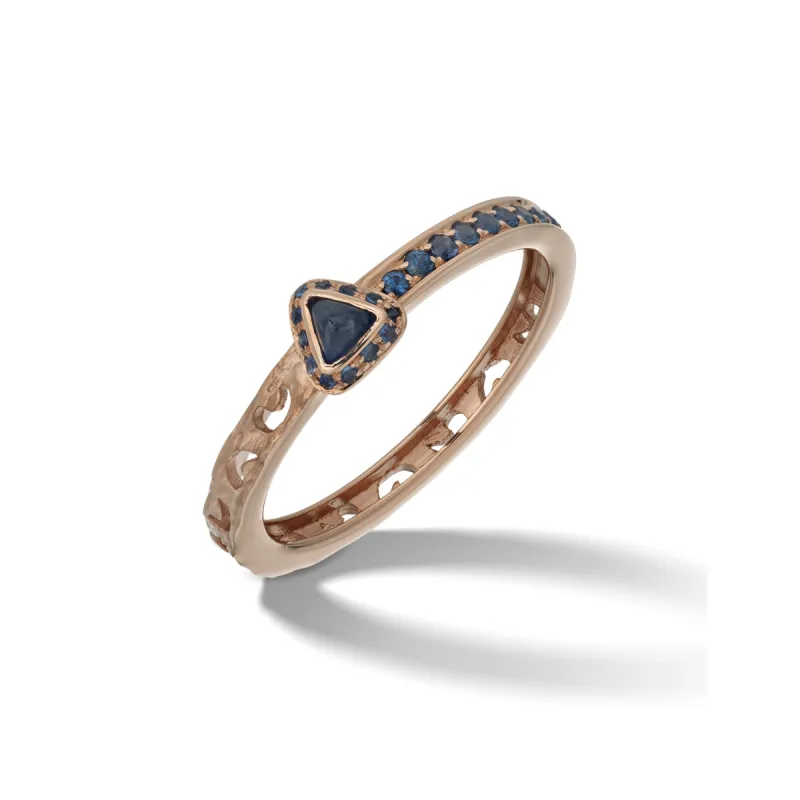 ORION Blue Sapphires Ring in Rose Gold & Triangle Halo sold by Marco Dal Maso
