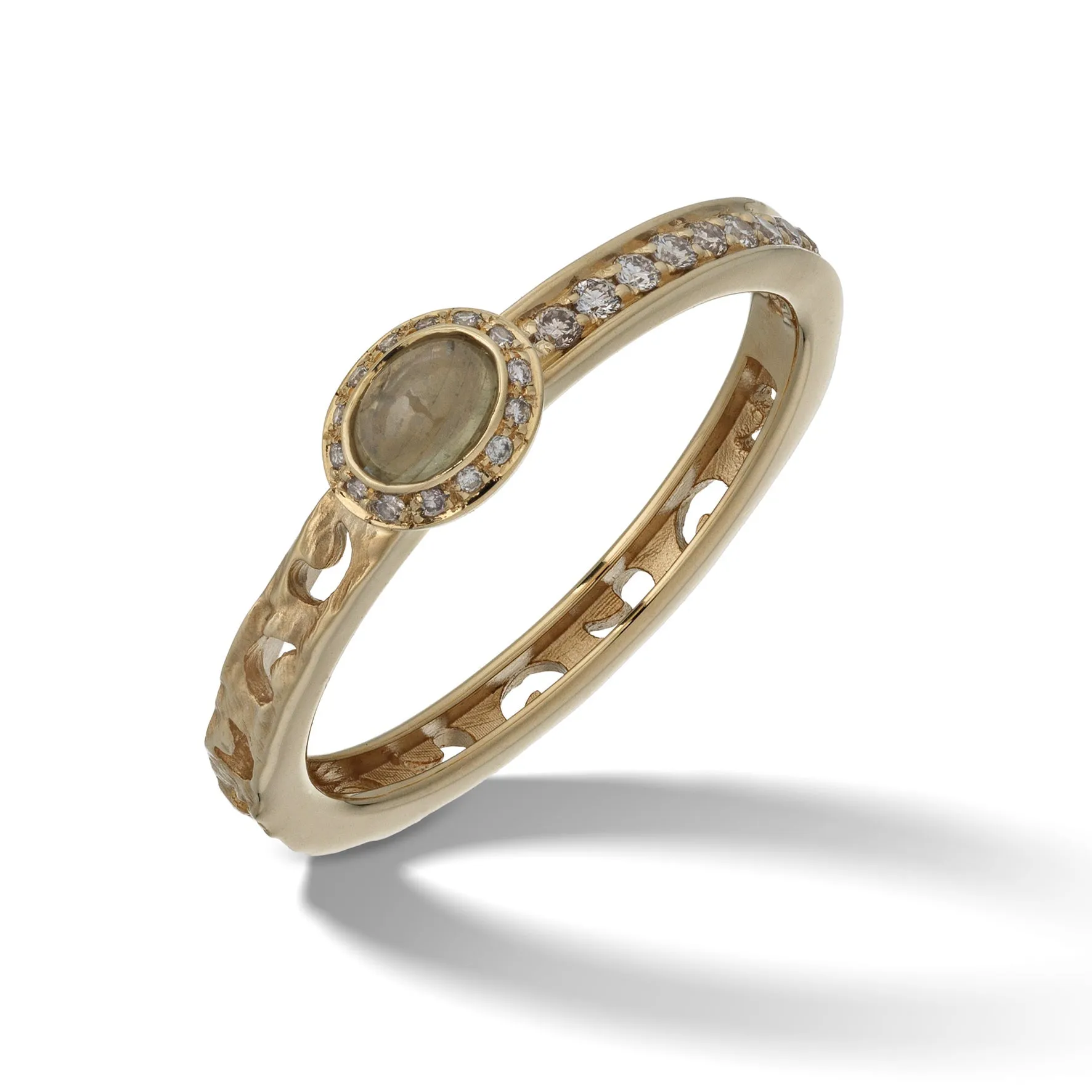 ORION Ring with Diamonds & Oval Sapphire Halo sold by Marco Dal Maso product image thumbnail 2