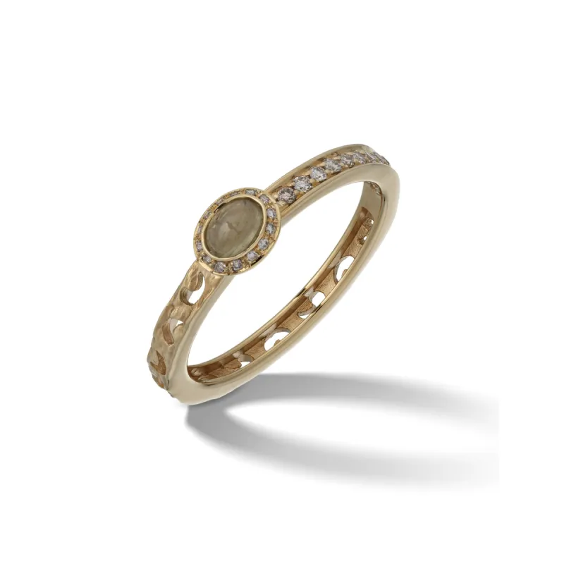 ORION Ring with Diamonds & Oval Sapphire Halo sold by Marco Dal Maso