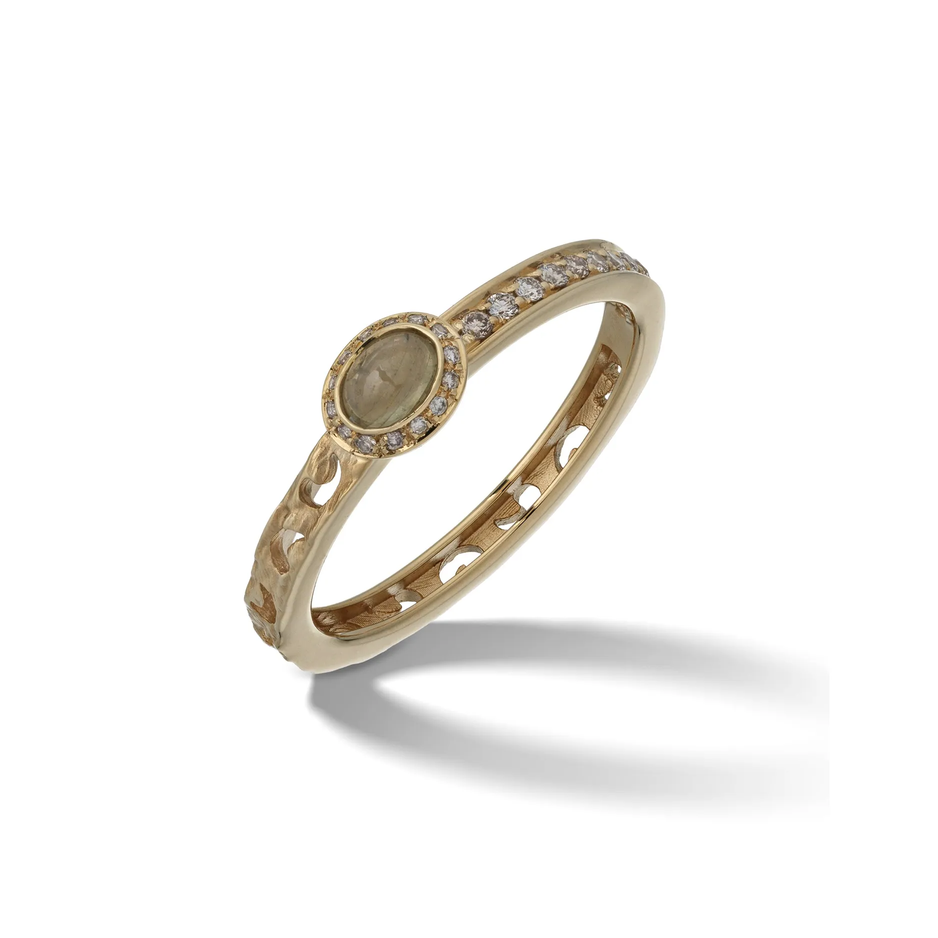 ORION Ring with Diamonds & Oval Sapphire Halo sold by Marco Dal Maso