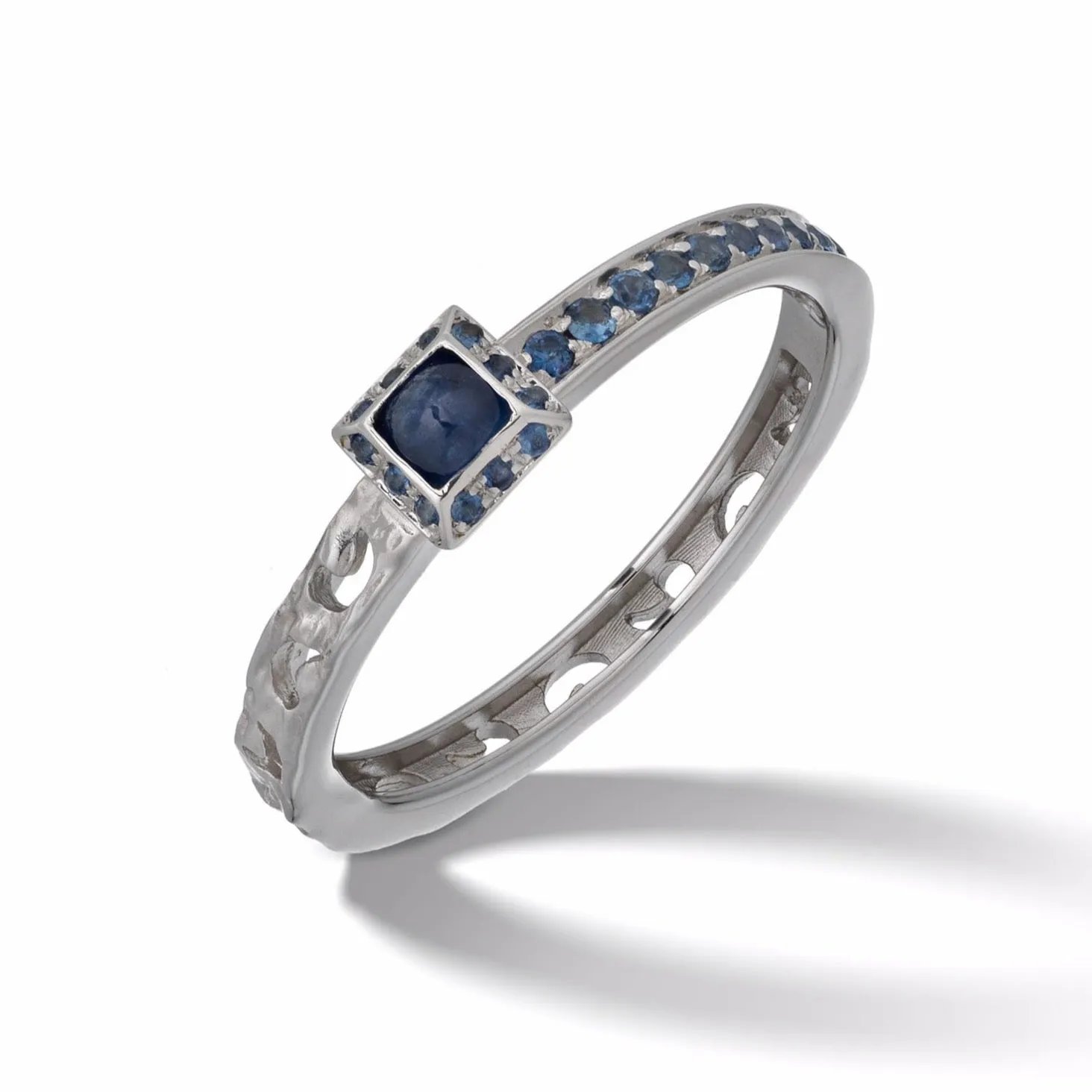 ORION Ring with Pave Blue Sapphires & Square Halo sold by Marco Dal Maso product image thumbnail 2