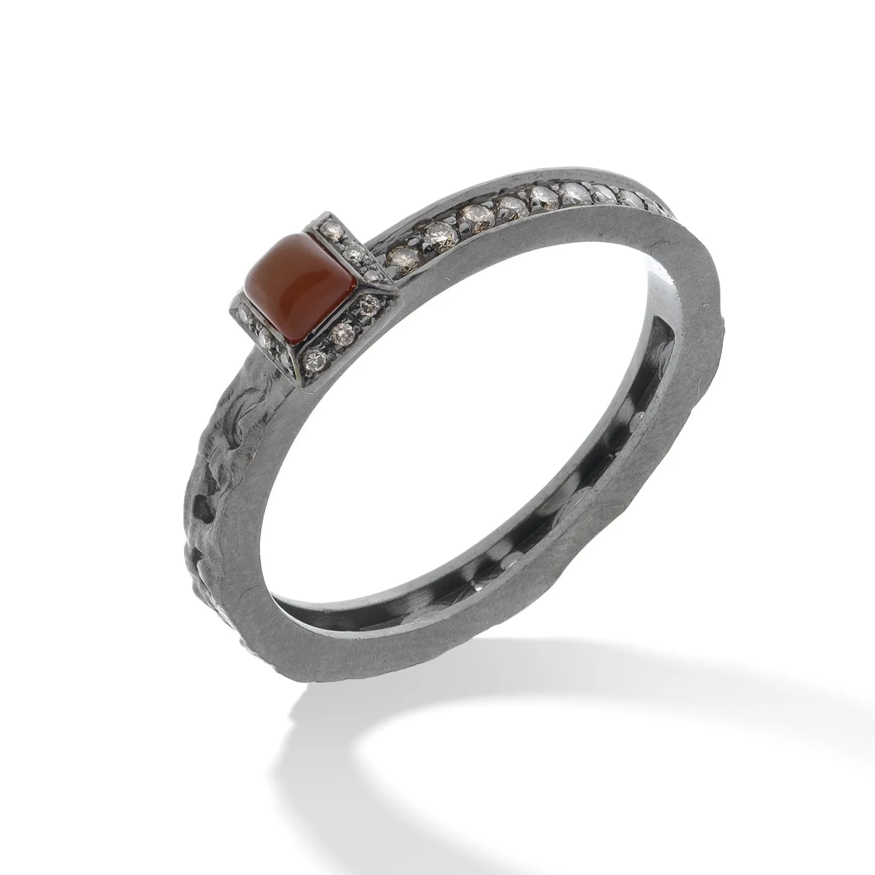 ORION Champagne Diamonds Ring & Square Carnelian Halo sold by Marco Dal Maso product image thumbnail 2