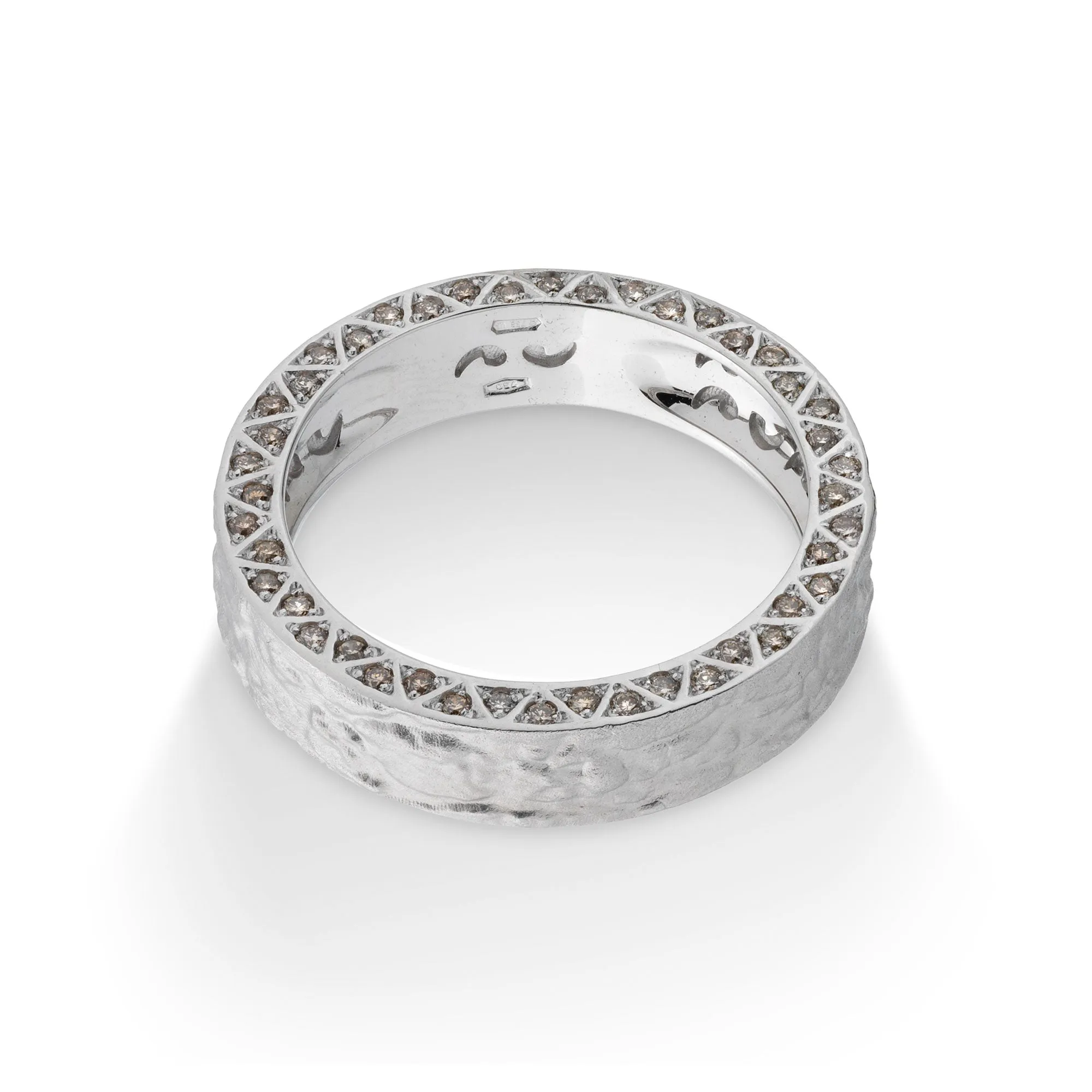 MANAWA 18kt Textured Gold Ring with Champagne Diamonds sold by Marco Dal Maso product image thumbnail 3