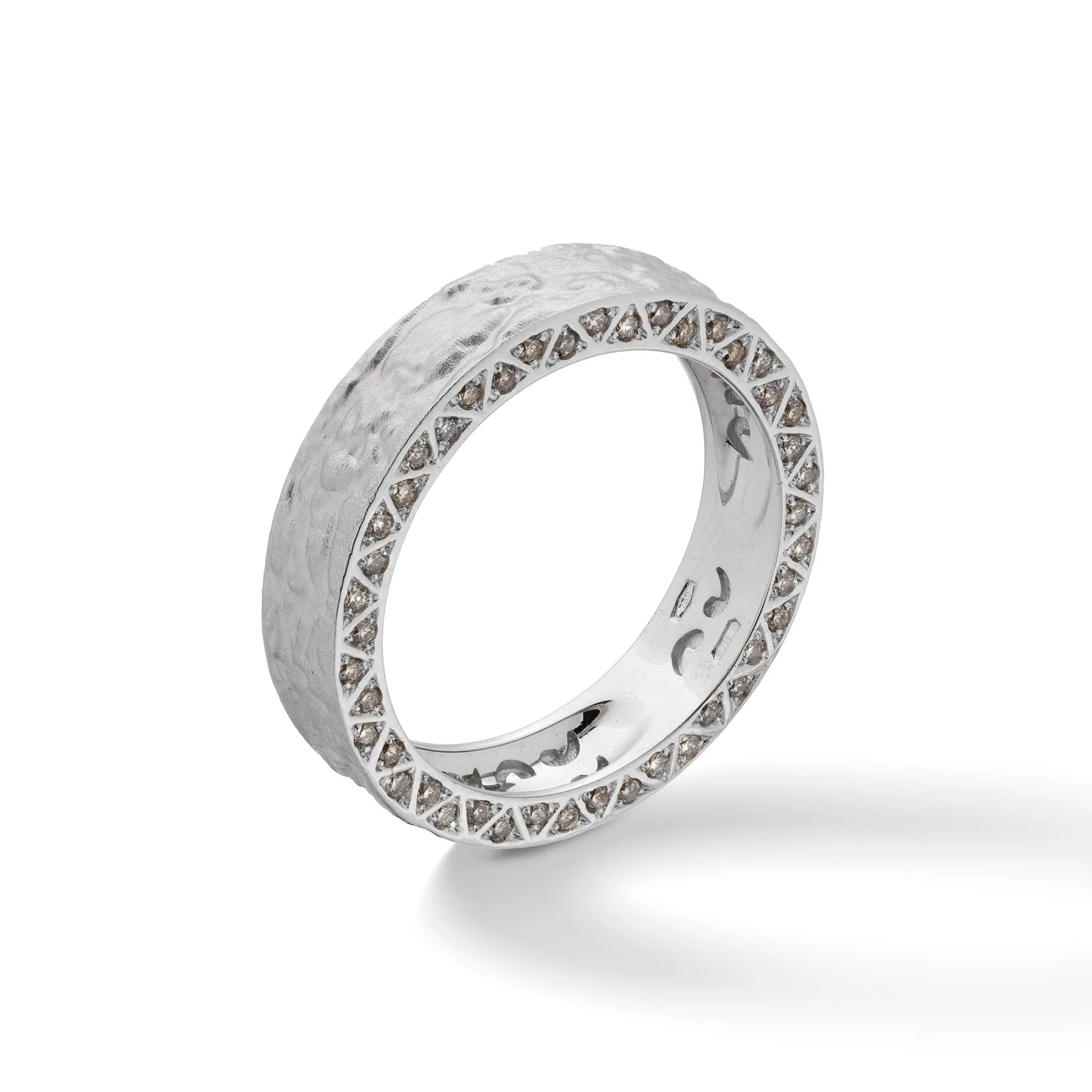 MANAWA 18kt Textured Gold Ring with Champagne Diamonds sold by Marco Dal Maso