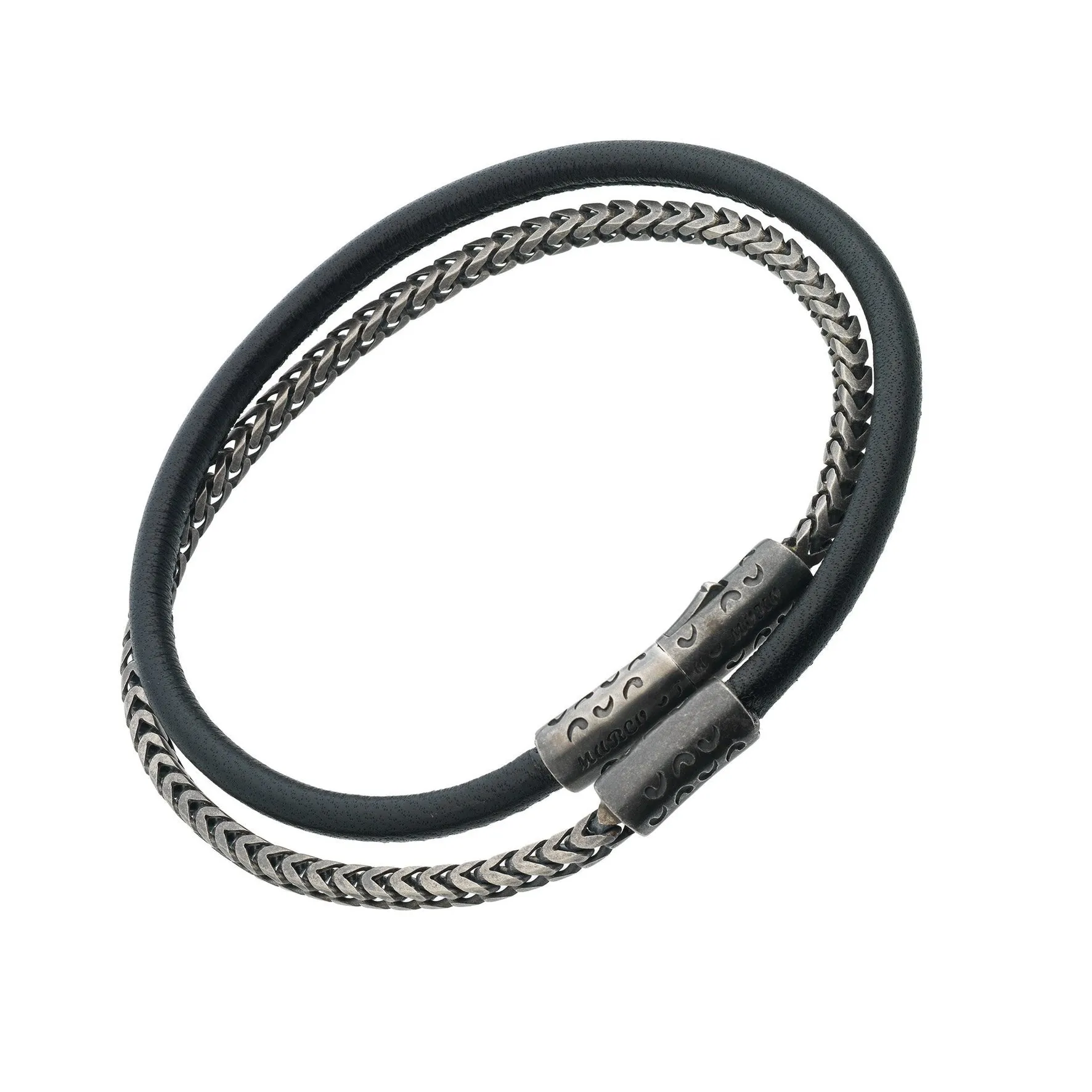 Lash Double Wrap Chain and Smooth Leather 8mm Bracelet sold by Marco Dal Maso