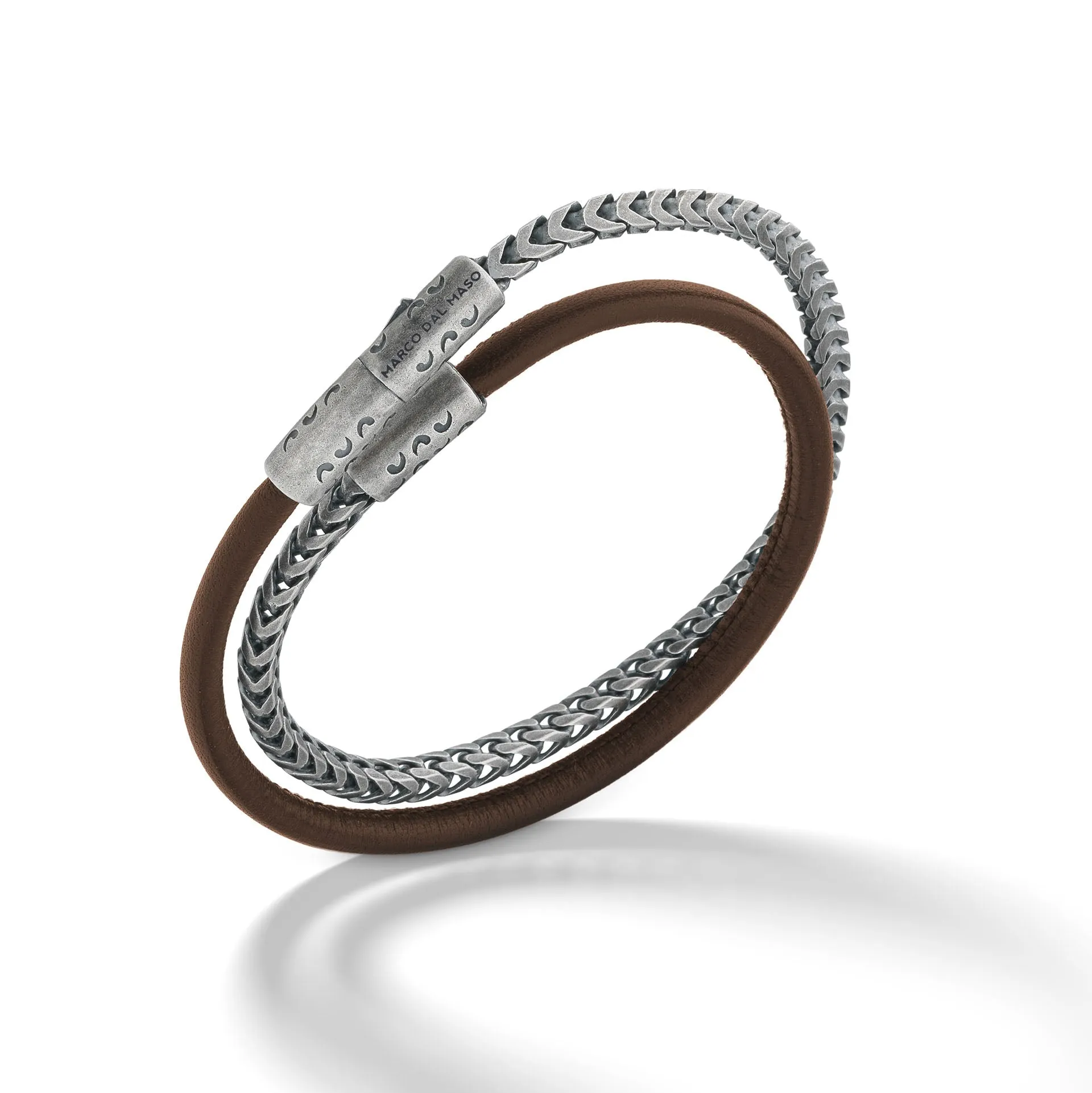 Lash Double Wrap Chain and Smooth Leather 10mm Bracelet sold by Marco Dal Maso