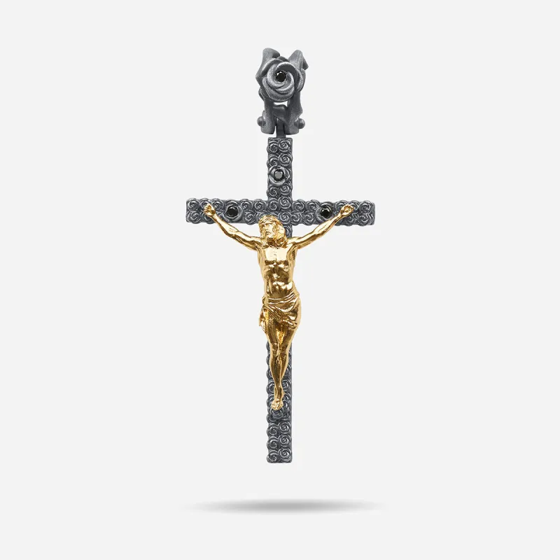 DIAMONDS'N'ROSES Polished Yellow Gold Crucifix Amulet sold by Marco Dal Maso