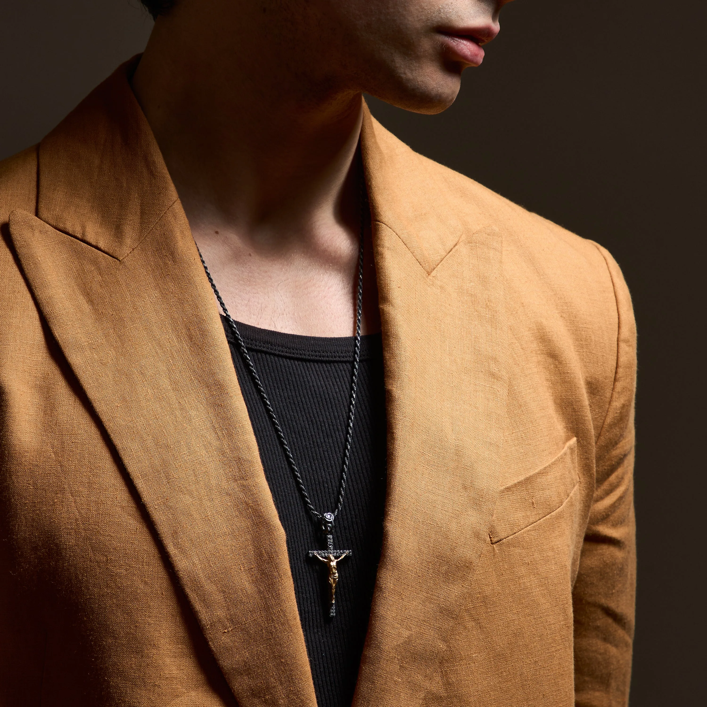 DIAMONDS'N'ROSES Matte Yellow Gold Crucifix Amulet sold by Marco Dal Maso product image thumbnail 2