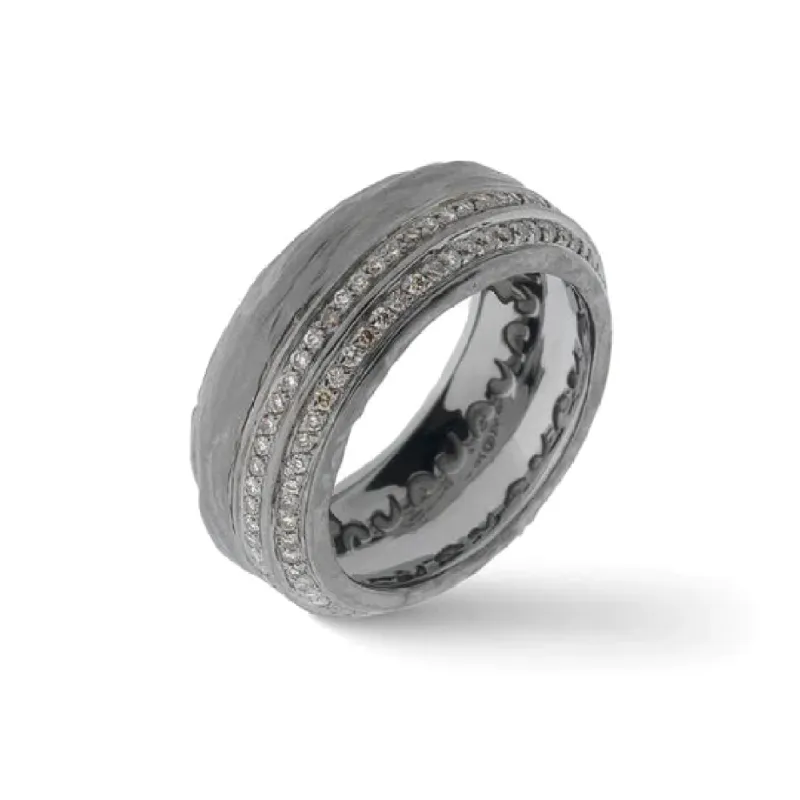 THE OTHER HALF Ring with Champagne Diamonds with 18kt Black Gold made by Marco Dal Maso