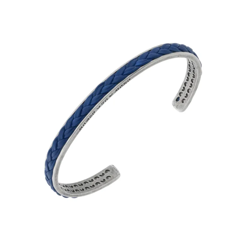 Lash 5mm Leather Cuff with Blue Leather sold by Marco Dal Maso