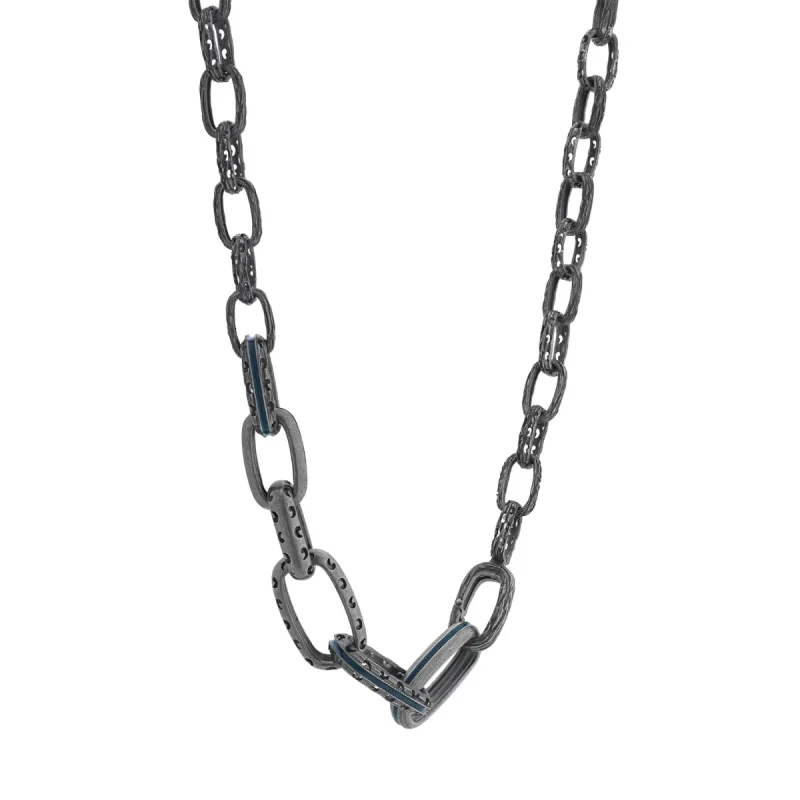 Silver Warrior Bold Link Necklace with Green Enamel sold by Marco Dal Maso