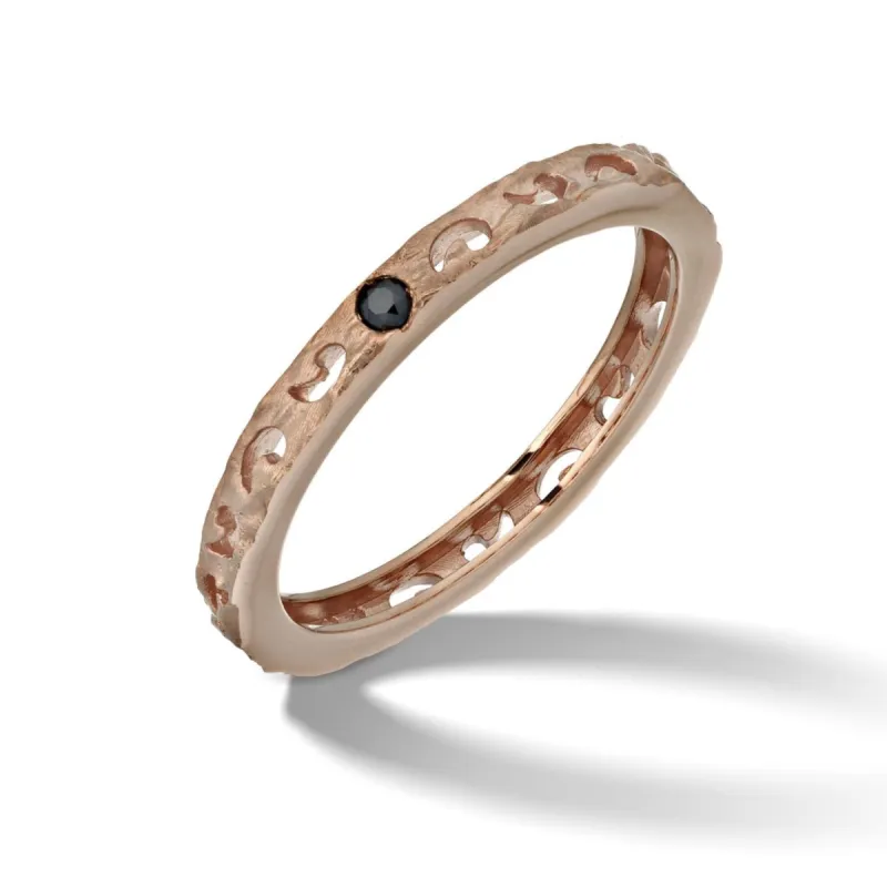 ORION Ring 18kt Rose Gold with Single Black Diamond sold by Marco Dal Maso