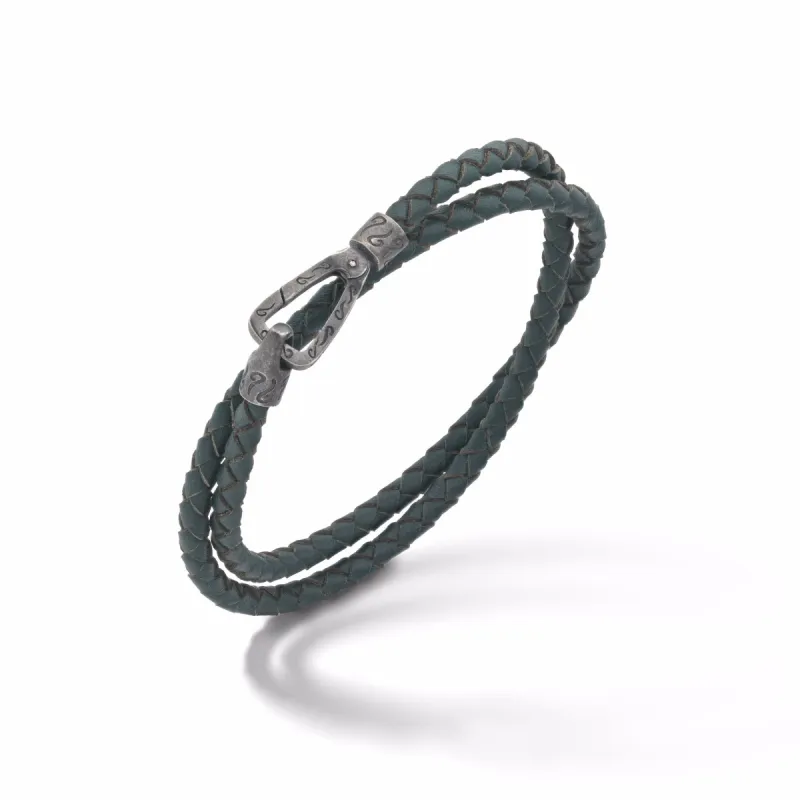 Lash Double Leather Cord Bracelet with Green Leather sold by Marco Dal Maso