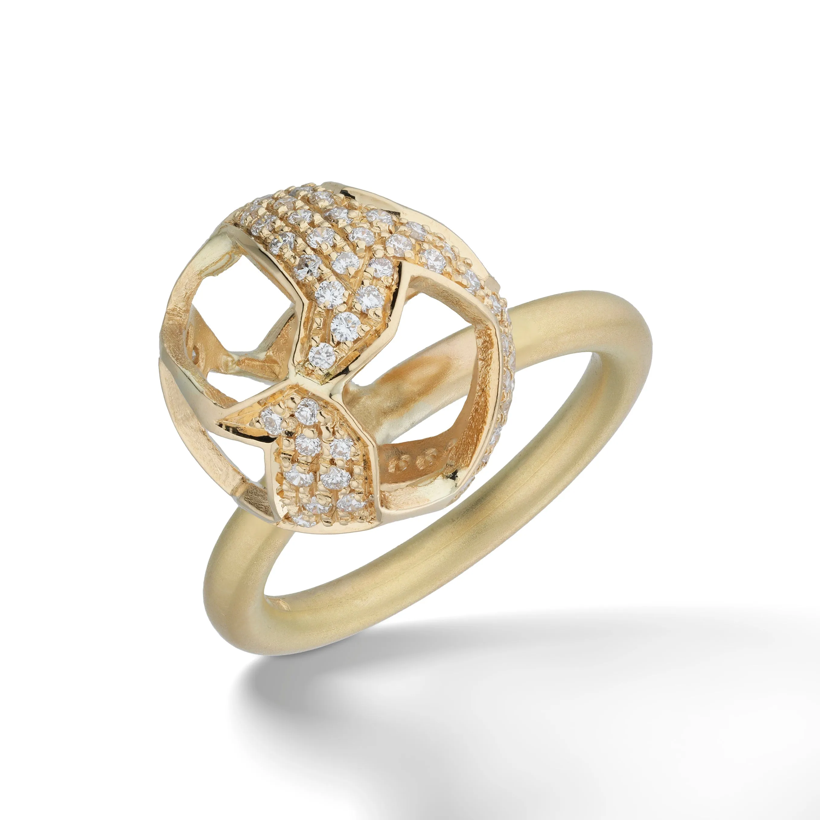 EXPLOSION OF JOY Grand Ring with White Diamonds with 18kt Yellow Gold sold by Marco Dal Maso