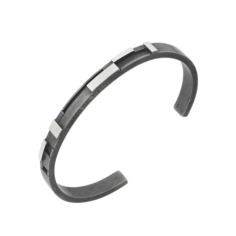De Stijl Oxidized and Polished Silver Cuff with No Enamel sold by Marco Dal Maso