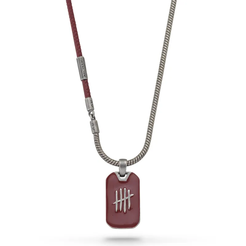TRIUMPH Oxidized Silver Necklace with Red Enamel sold by Marco Dal Maso