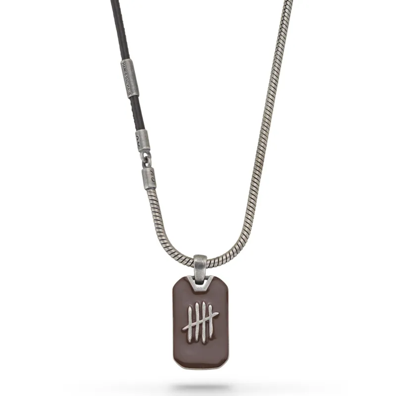 TRIUMPH Oxidized Silver Necklace with Brown Enamel sold by Marco Dal Maso