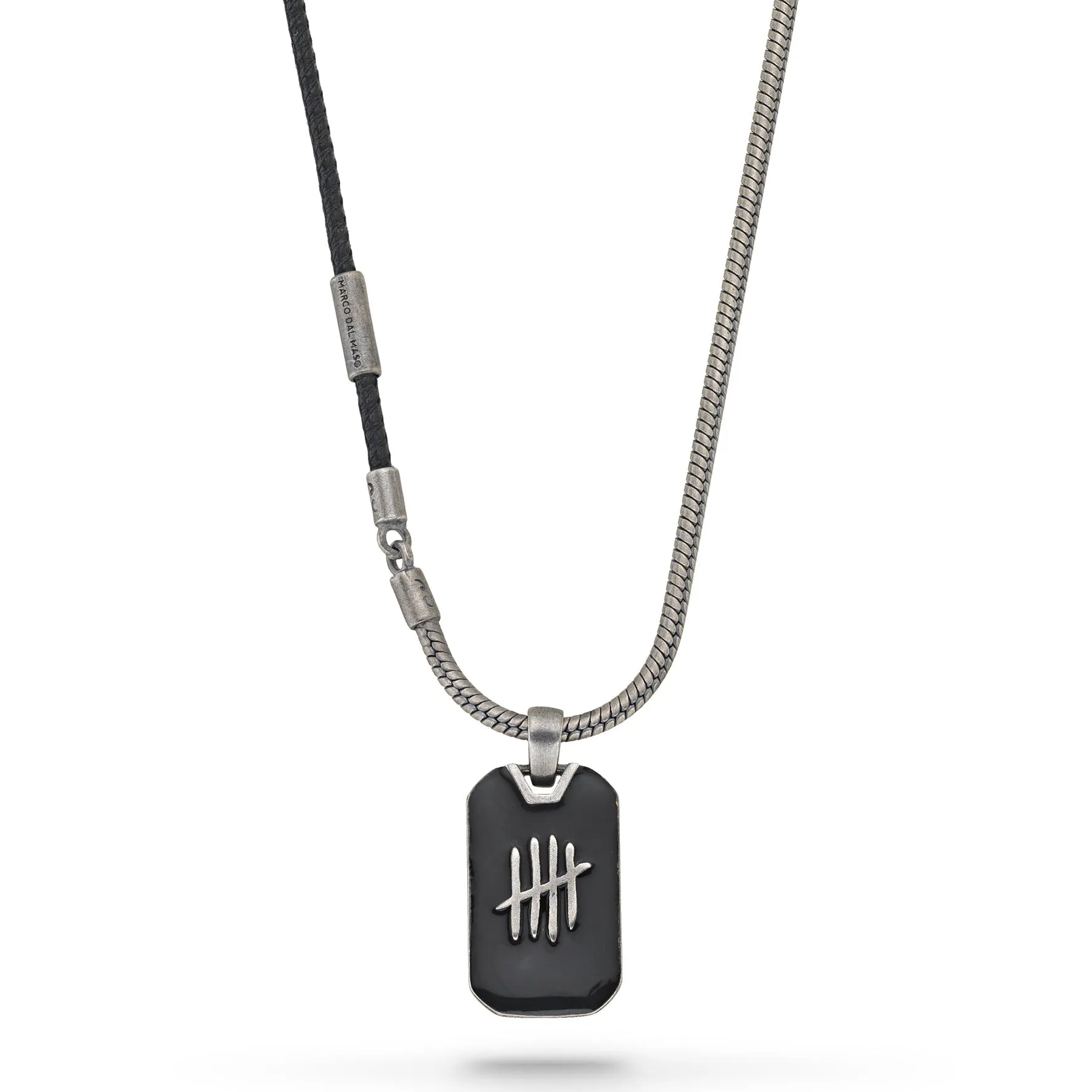 TRIUMPH Oxidized Silver Necklace with Black Enamel sold by Marco Dal Maso