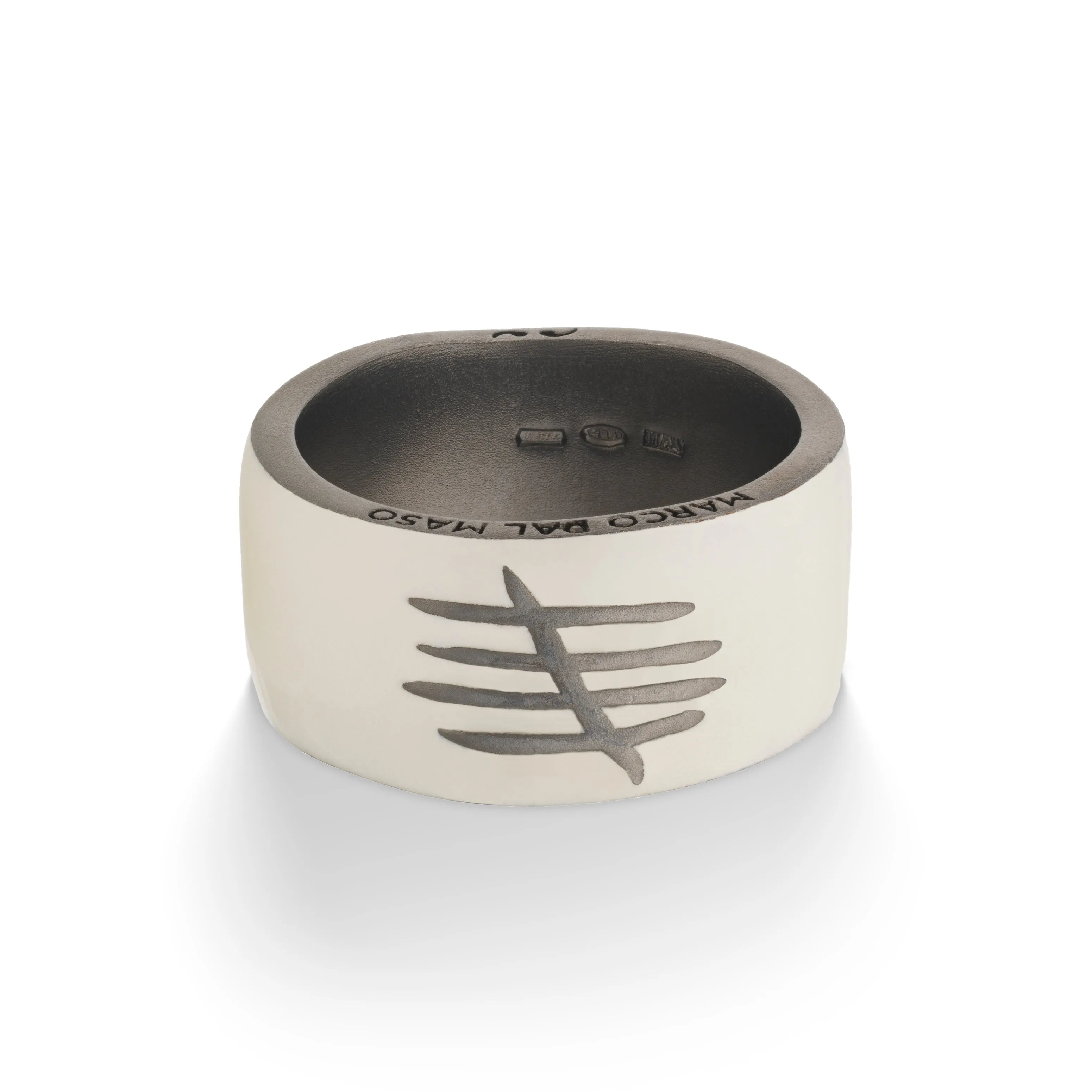 TRIUMPH Burnished Matte Silver Ring with Ivory Enamel sold by Marco Dal Maso product image thumbnail 3